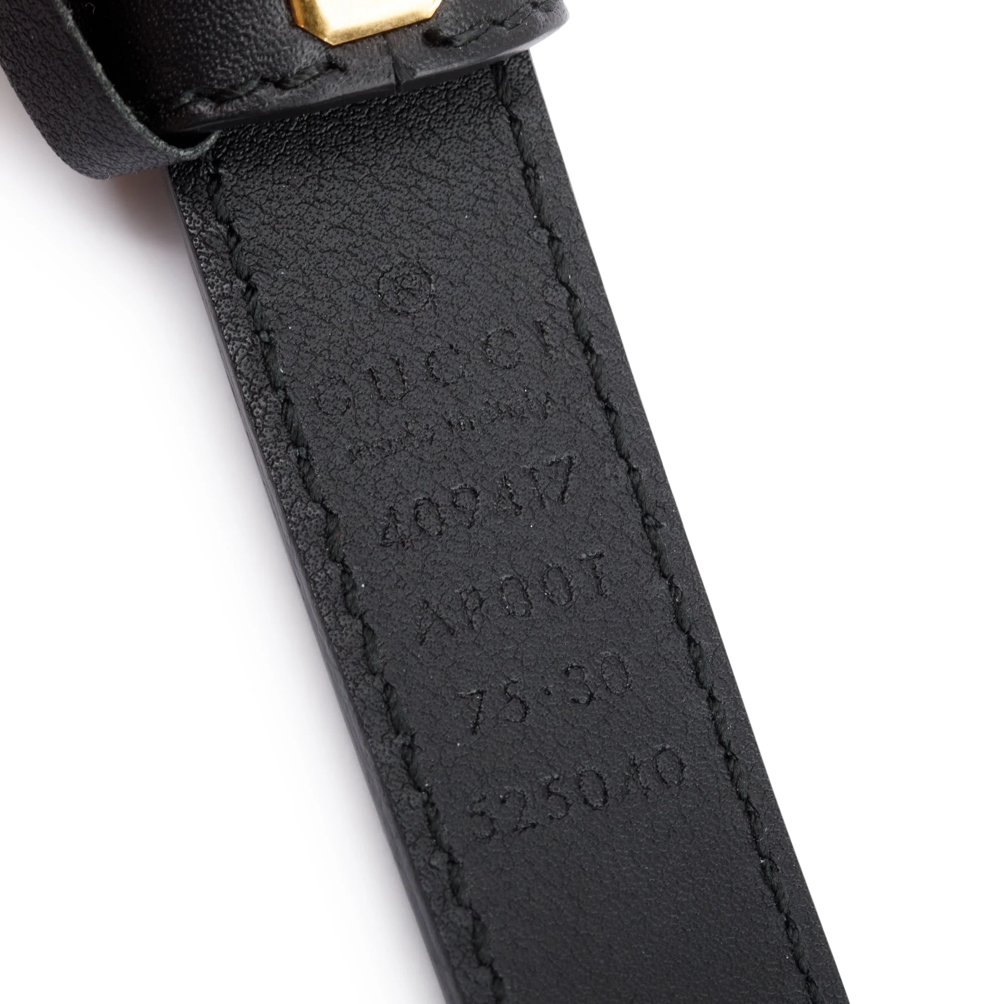 Gucci Black Leather Thin Belt with Double G Buckle, 75 30 w/ Box - Image 4