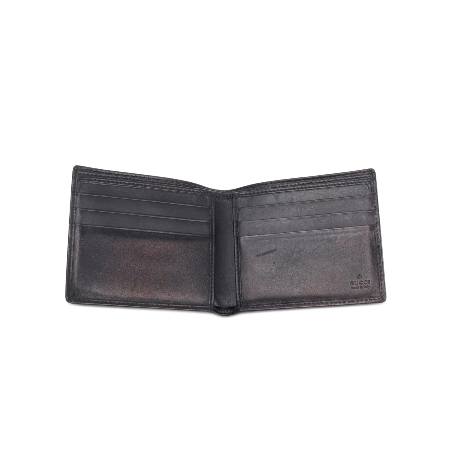Gucci Black Leather Trim Canvas Interlocking G Logo Bifold Wallet - Image 6