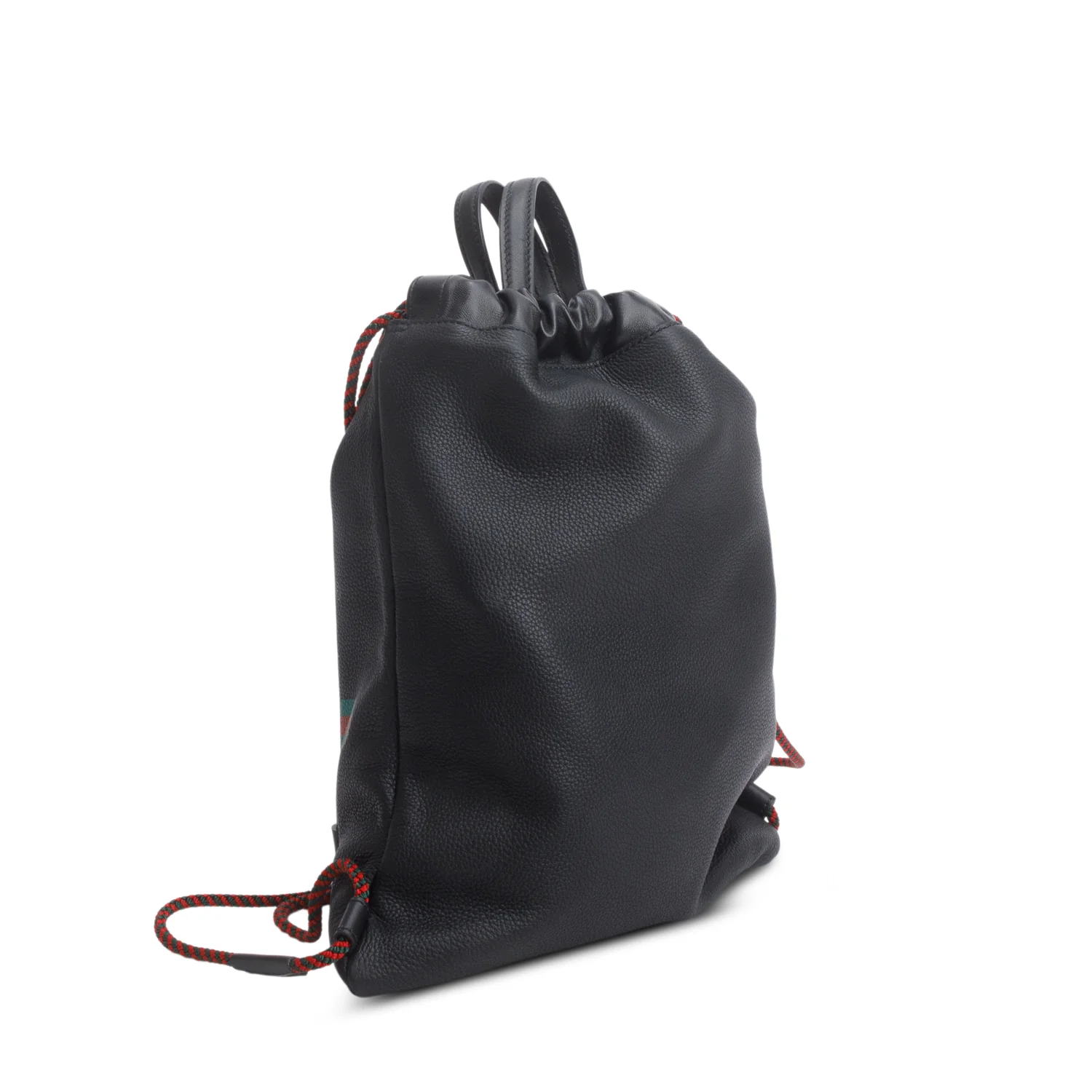 Gucci Black Logo Print Web Calfskin Leather Medium Drawstring Backpack with Pouch - Image 5