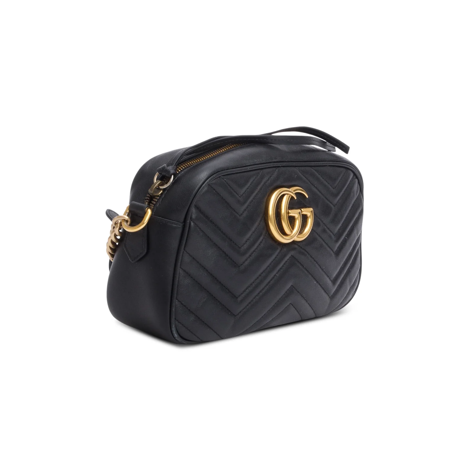 Gucci Black Matelasse Leather GG Marmont Small Camera Bag - Image 4