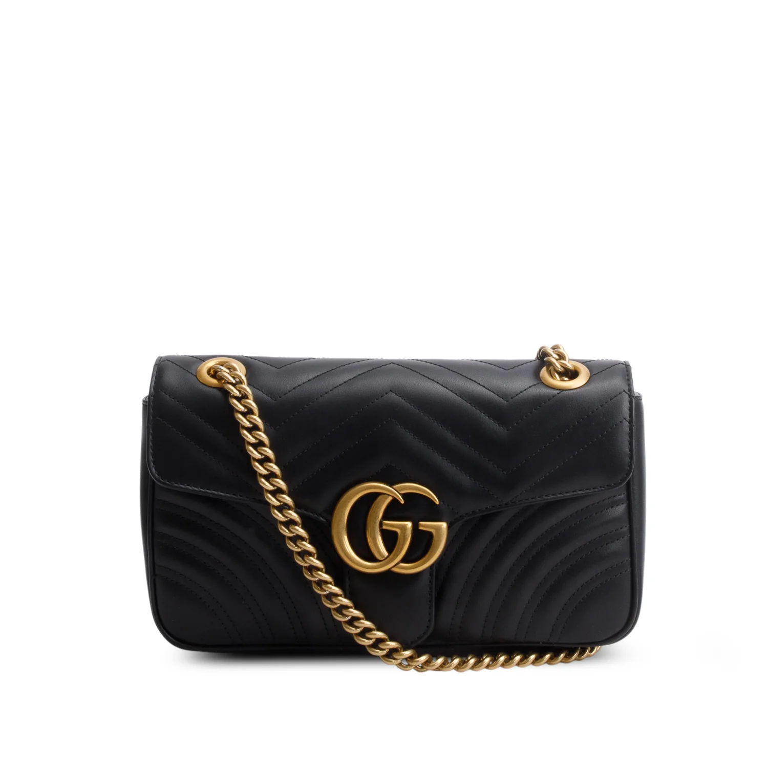 Gucci Black Matelasse Medium GG Marmont Shoulder Bag w/ Box