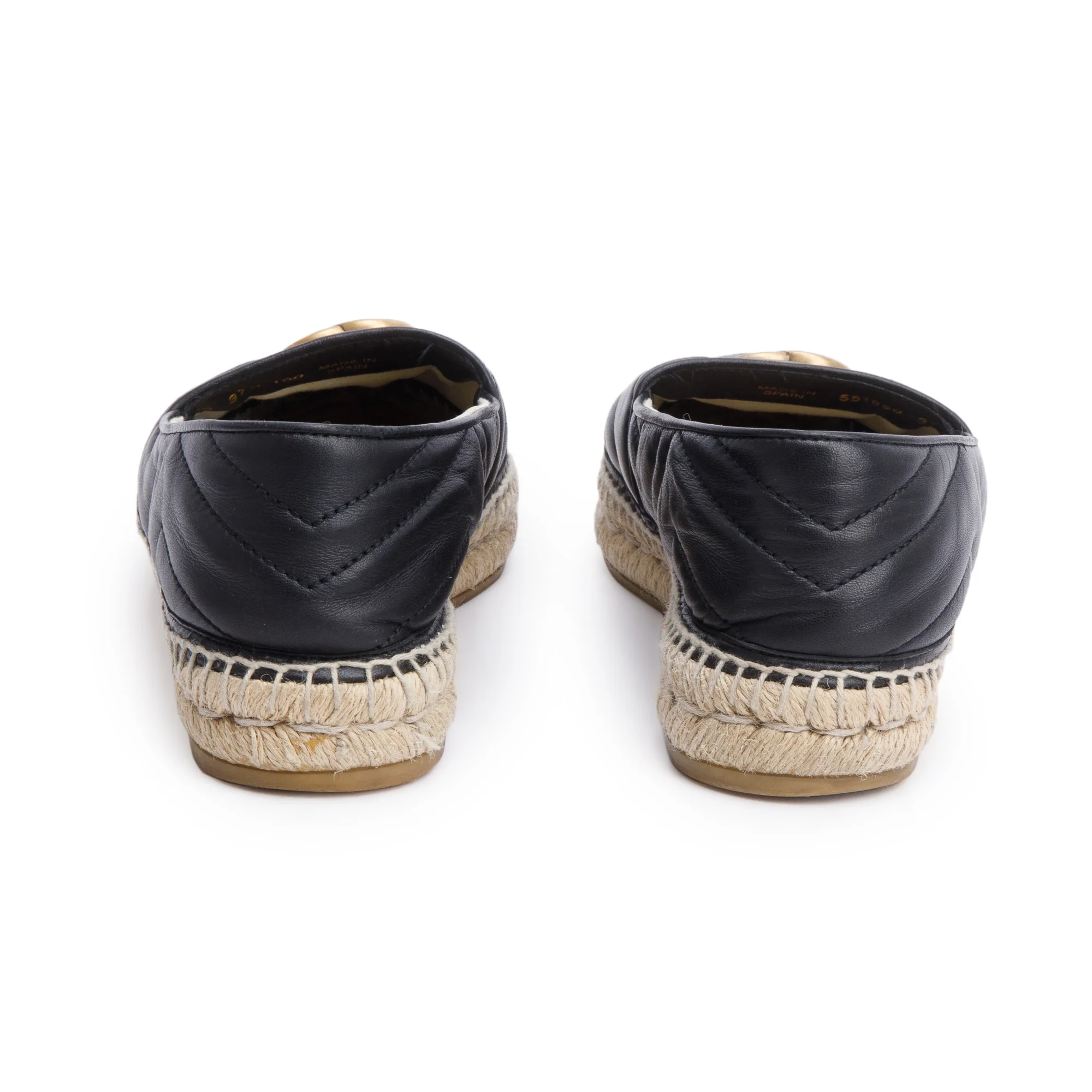 Gucci Black Matelasse Nappa Leather GG Marmont Espadrille, Size 37.5 - Image 5