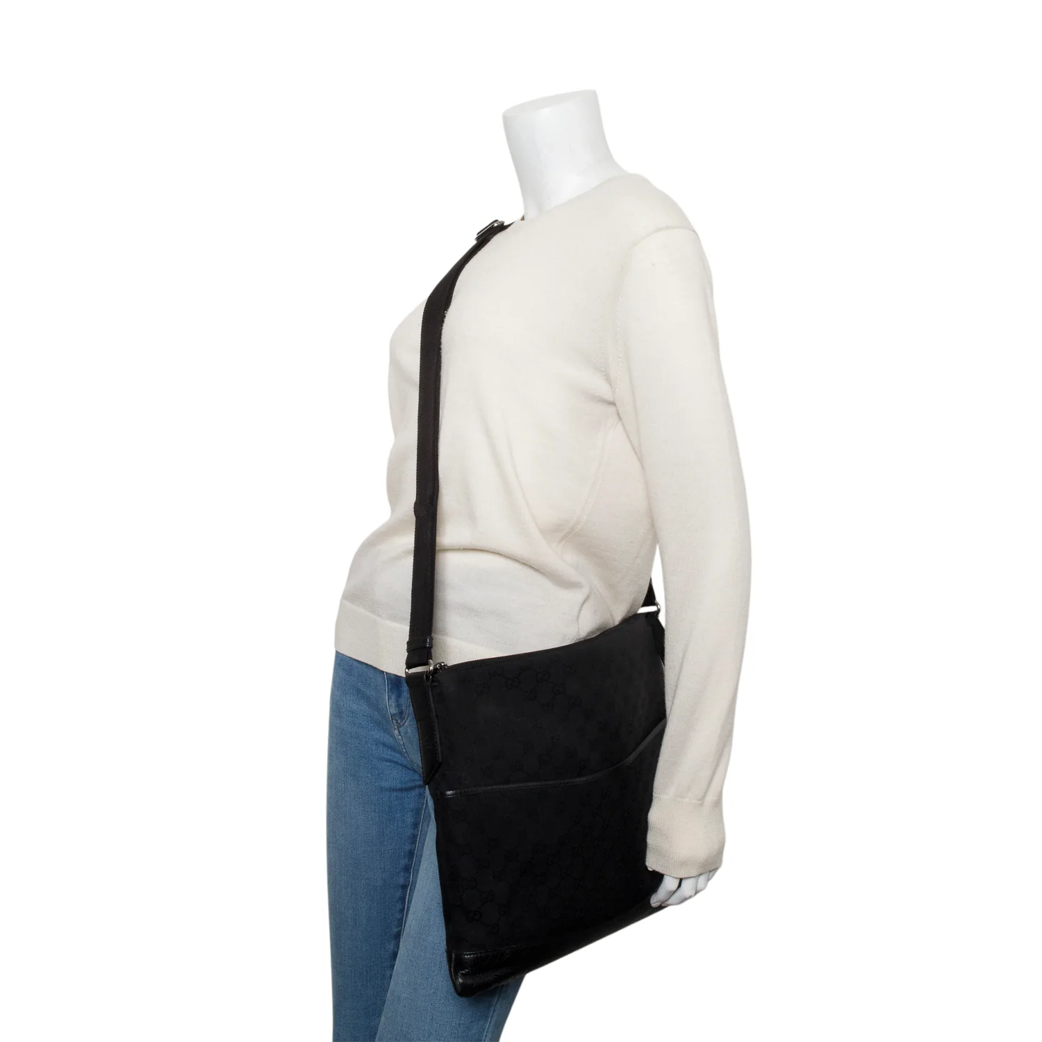Gucci Black Monogram Canvas Messenger Bag - Image 5