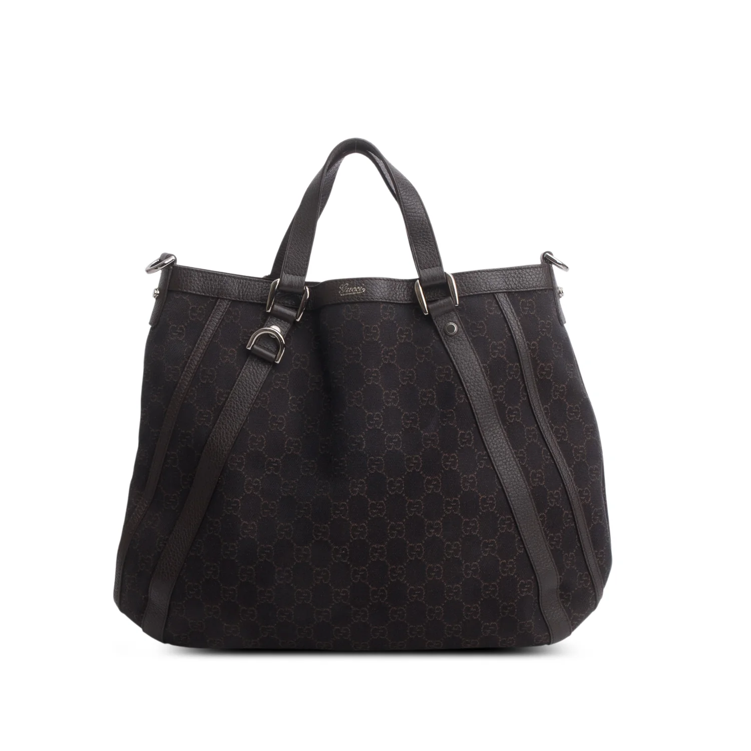 Gucci Black Monogram Medium Abbey Convertible Tote w/ Strap - Image 3