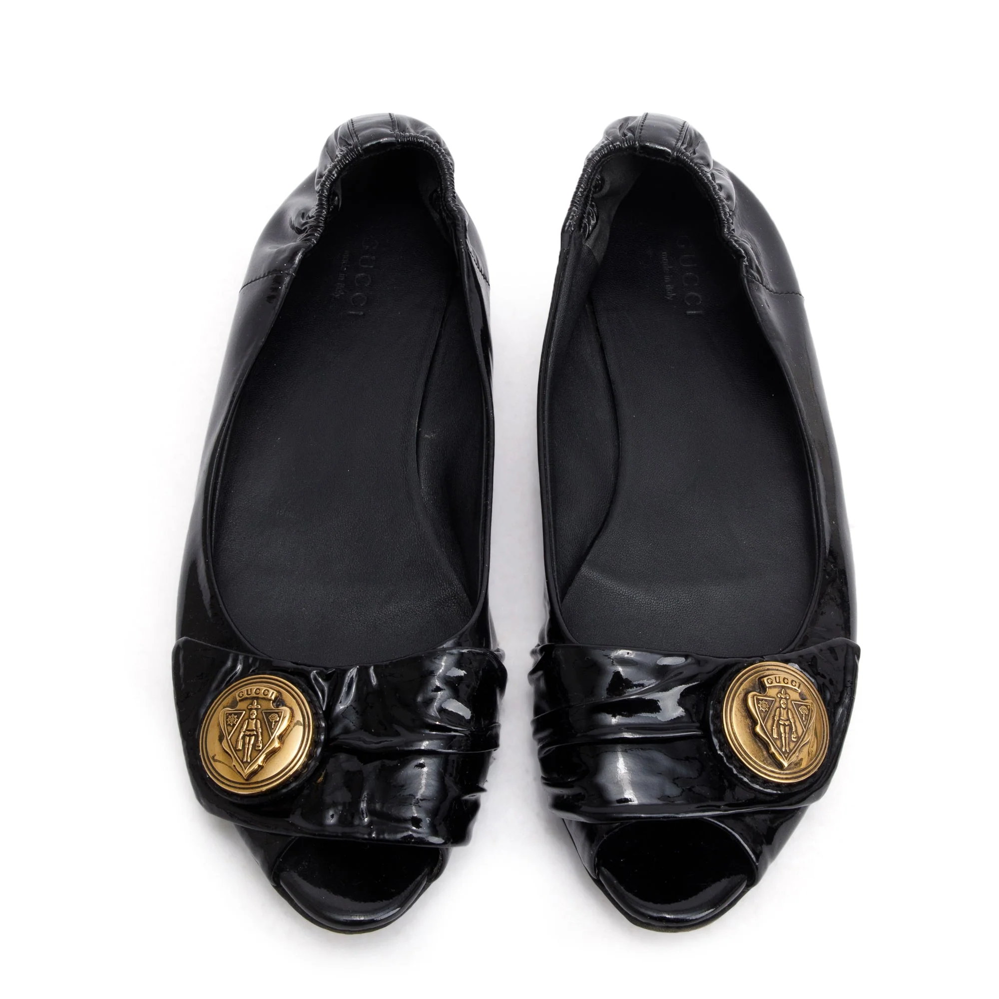 Gucci Black Patent Leather Ballet Flats, Size 7 - Image 3