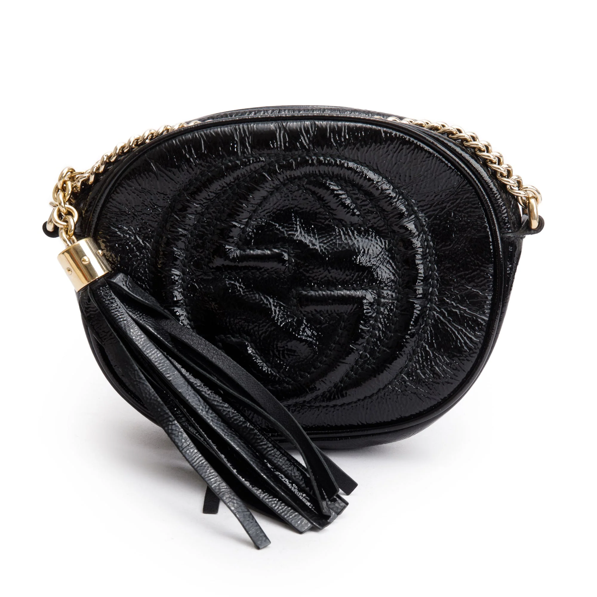 Gucci Black Patent Leather Mini Soho Chain Crossbody Bag - Image 3