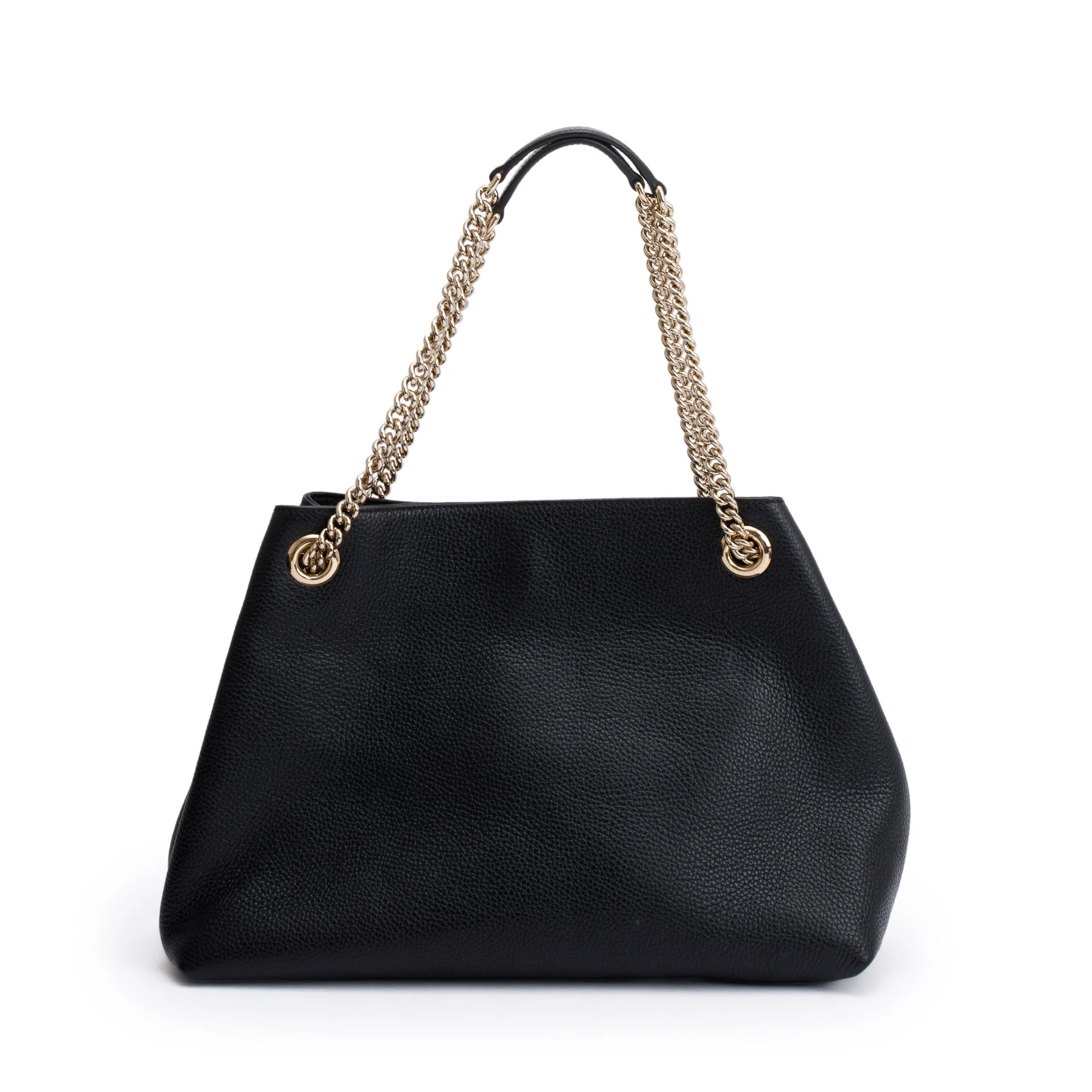 Gucci Black Pebbled Calfksin Leather Medium Soho Chain Tote - Image 5