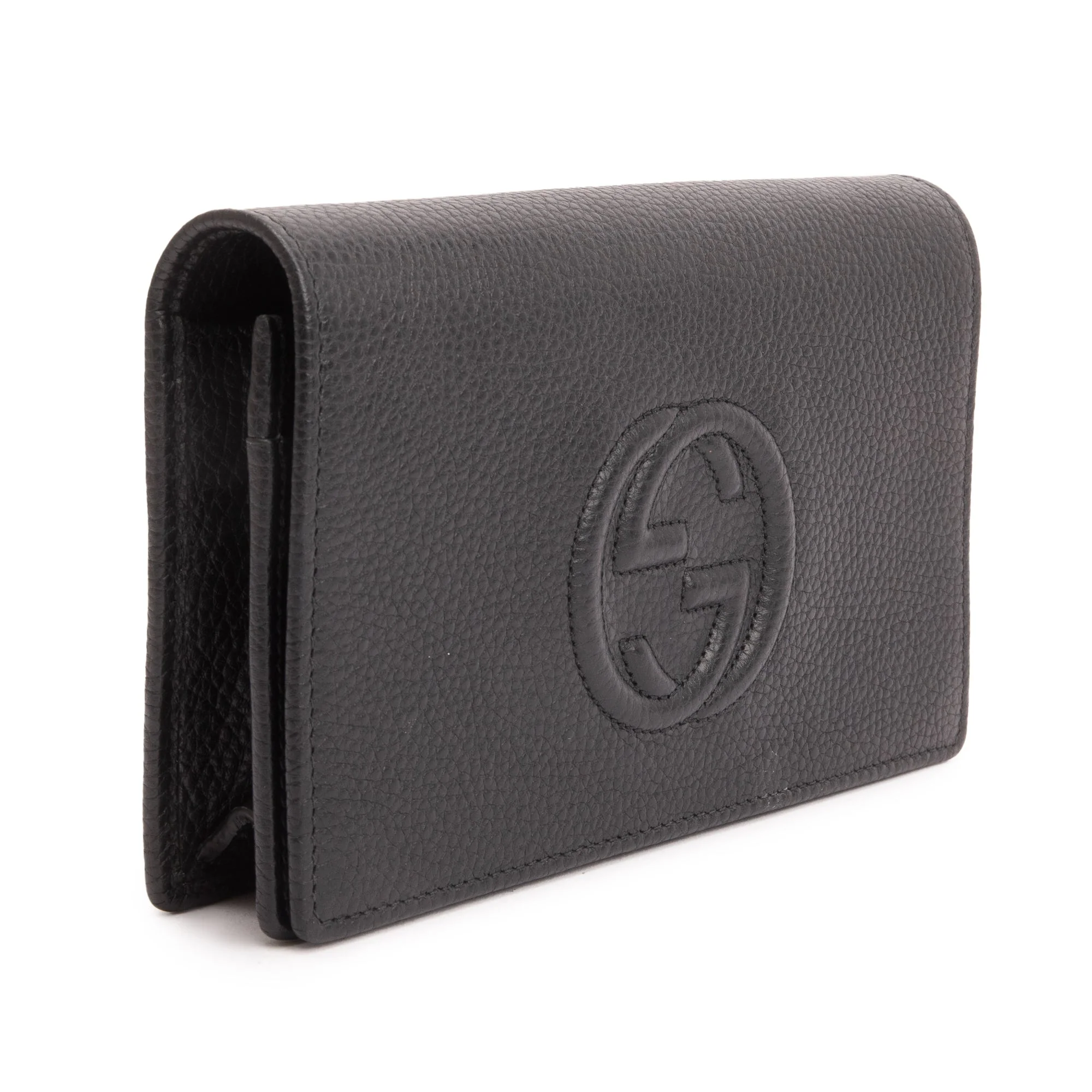 Gucci Black Pebbled Calfskin Soho Wallet On Chain w/ Box - Image 5