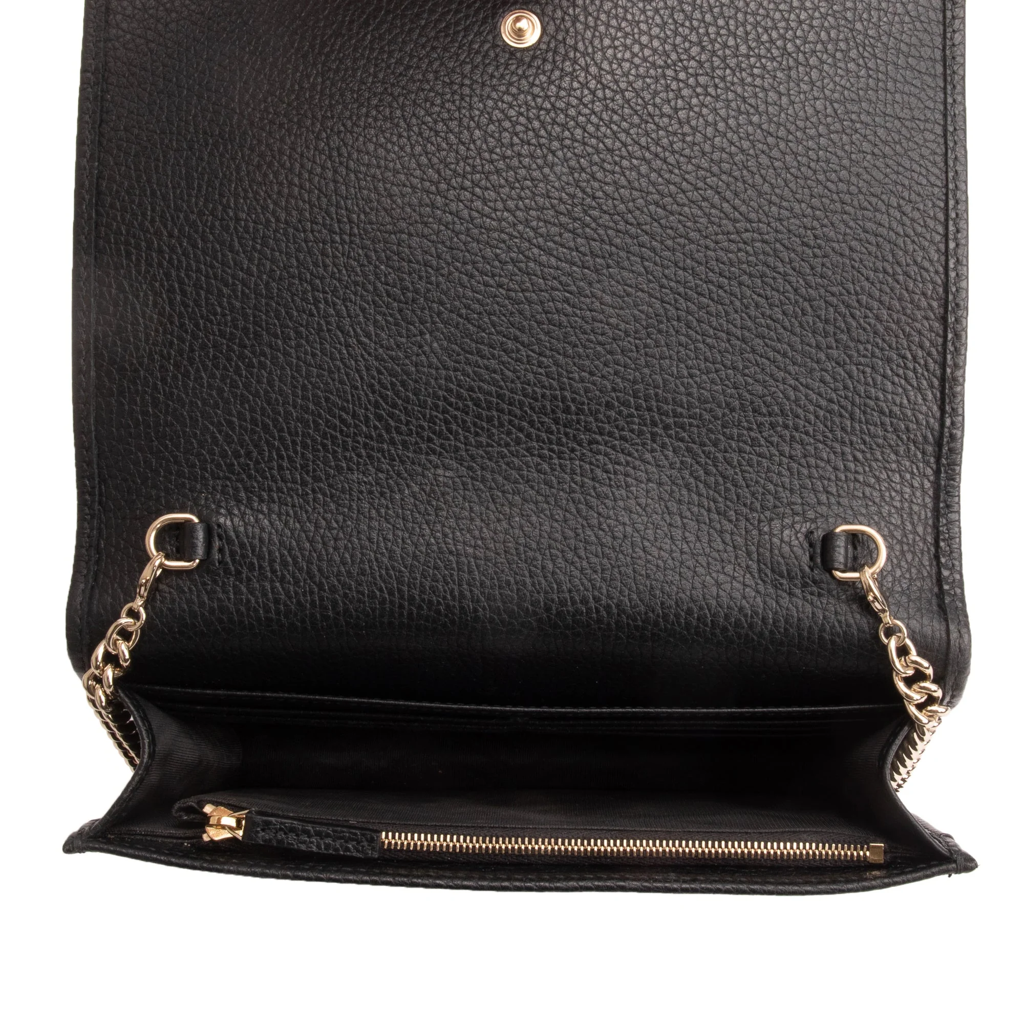 Gucci Black Pebbled Calfskin Soho Wallet On Chain w/ Box - Image 7
