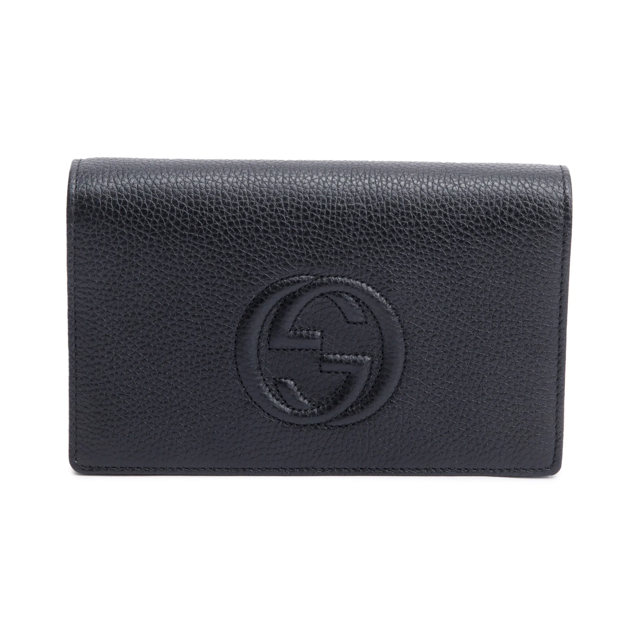 Gucci Black Pebbled Calfskin Soho Wallet On Chain w/ Box - Image 4