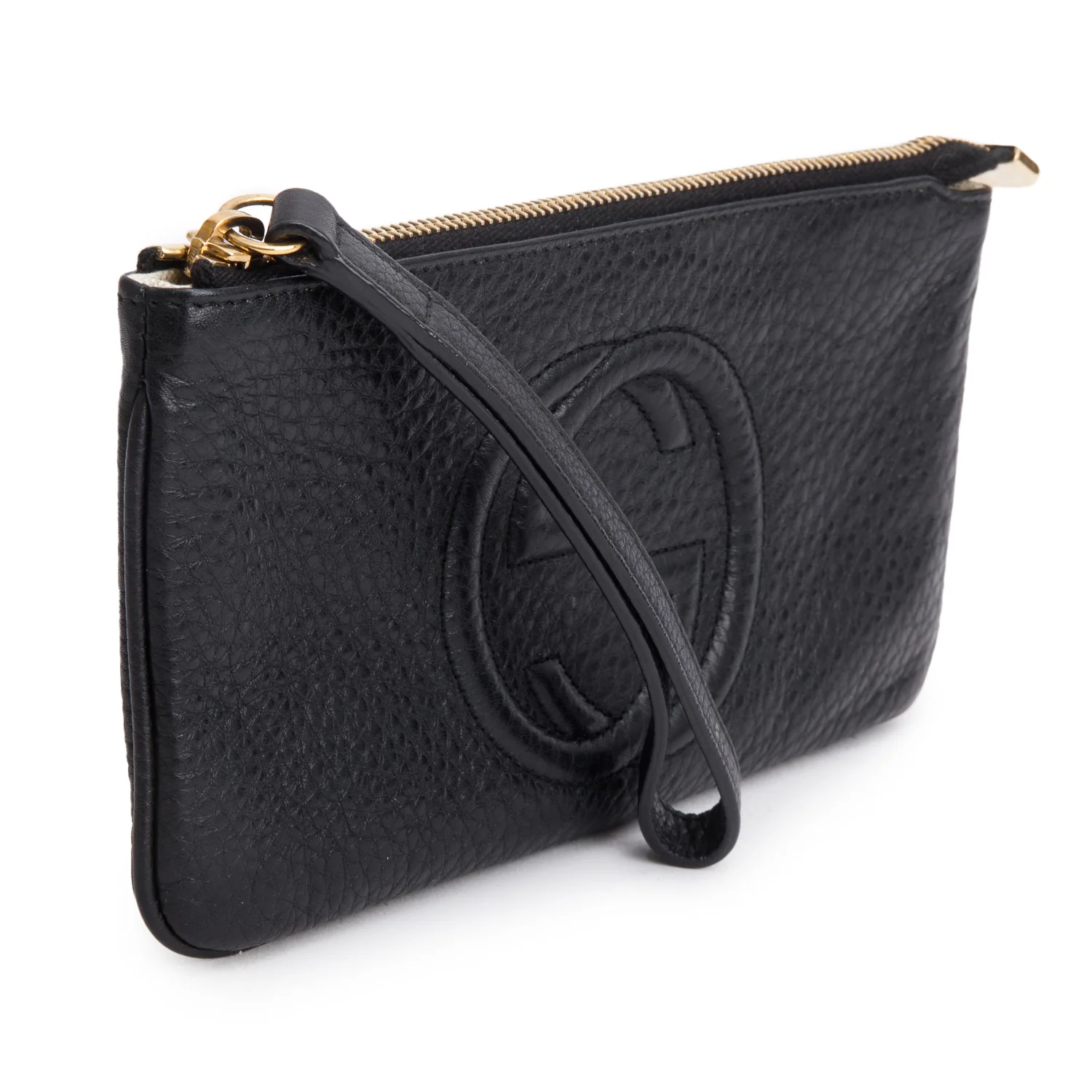 Gucci Black Pebbled Calfskin Soho Wristlet - Image 2