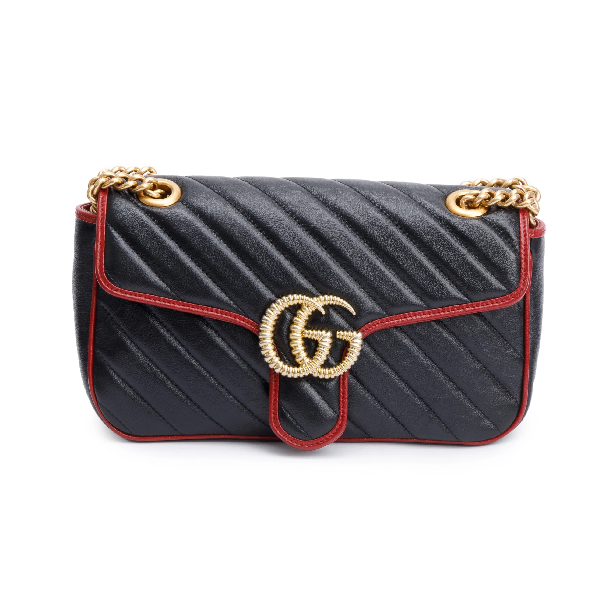Gucci Black/Red GG Marmont Matelasse Leather Torchon Small Shoulder Bag - Image 3
