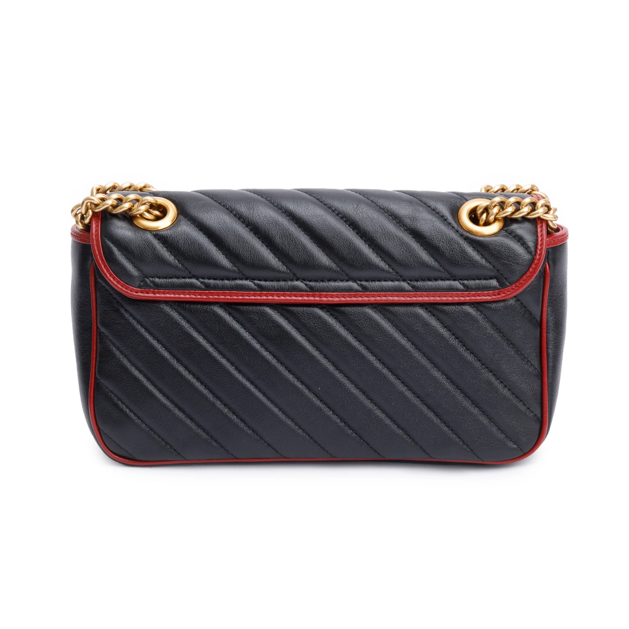 Gucci Black/Red GG Marmont Matelasse Leather Torchon Small Shoulder Bag - Image 5