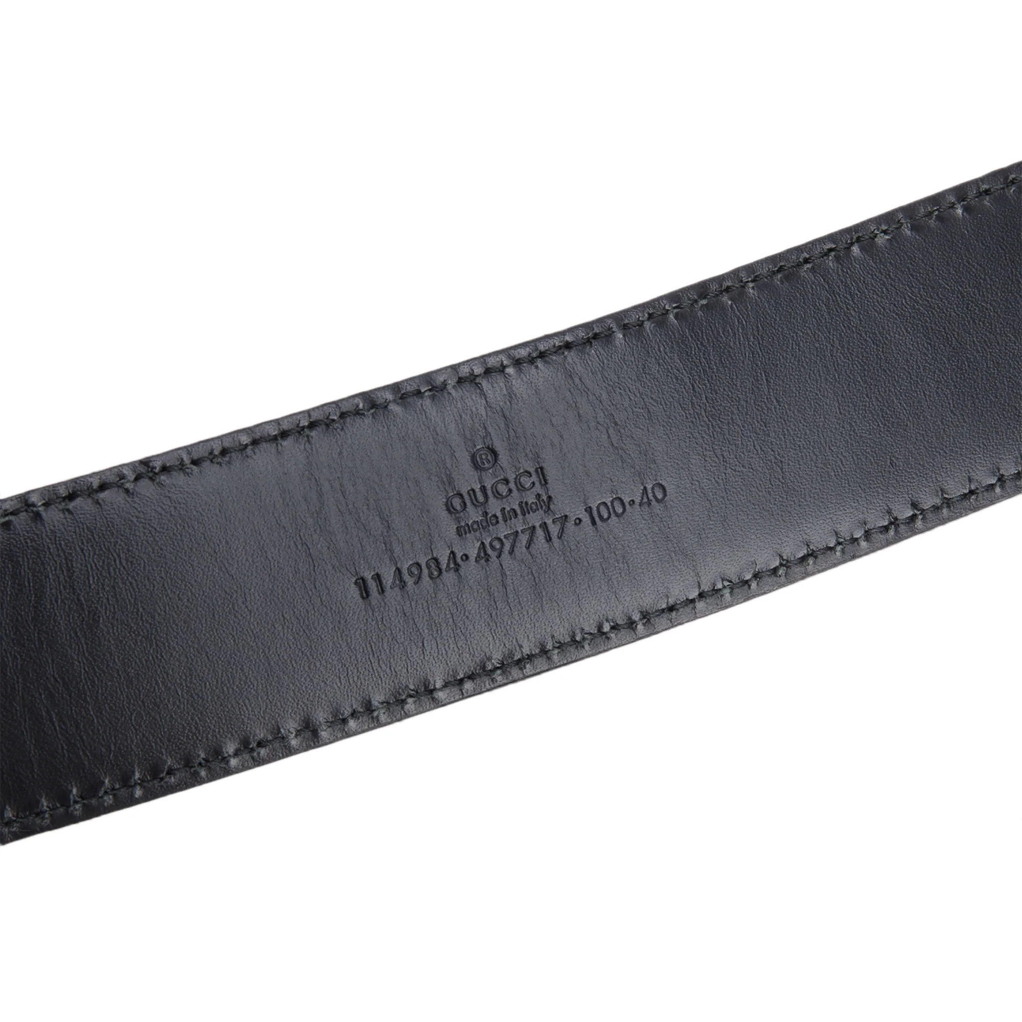 Gucci Black Signature Leather Interlocking G Buckle Belt 100 40 - Image 2