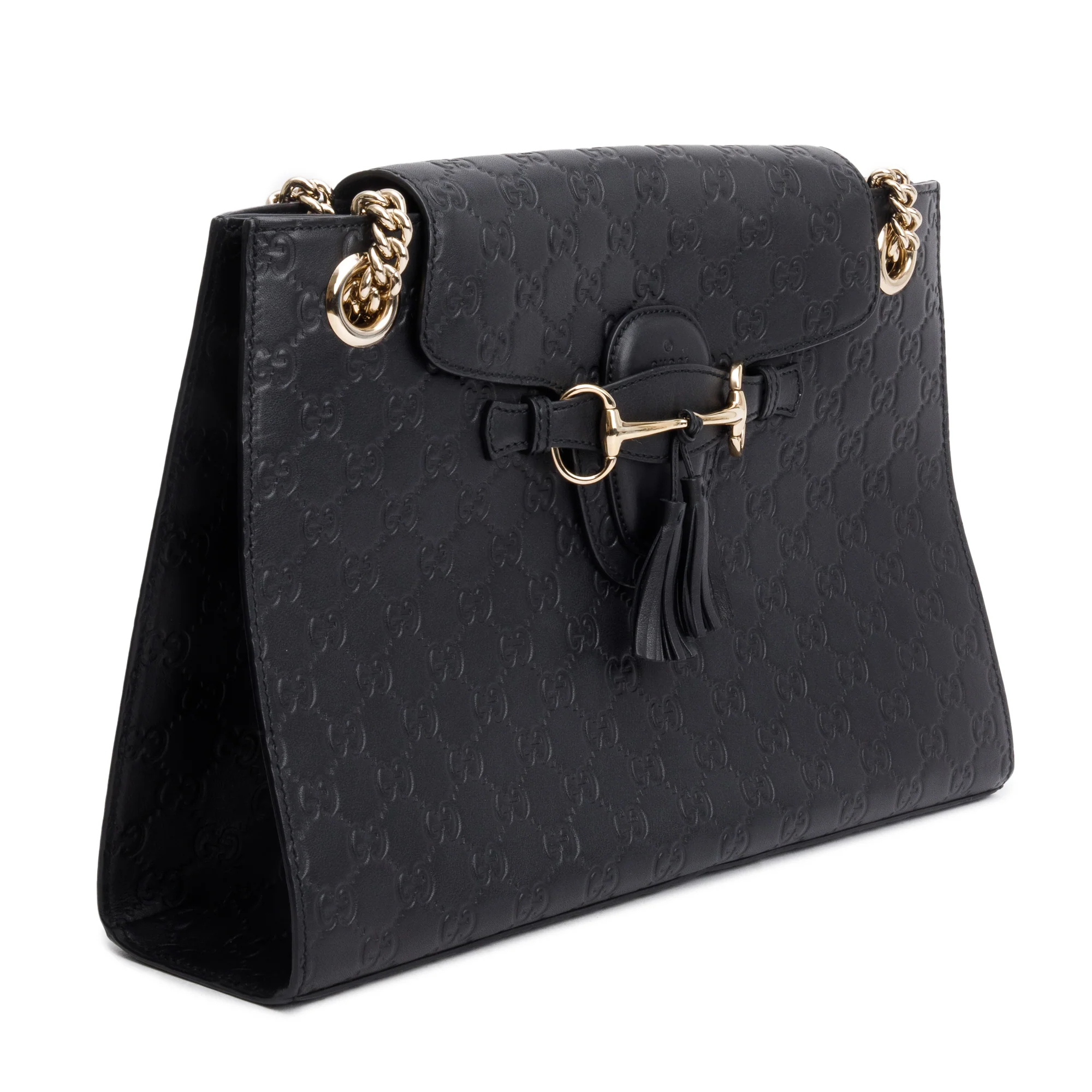 Gucci Black Signature Leather Large Emily Chain Shoulder Bag - Image 4