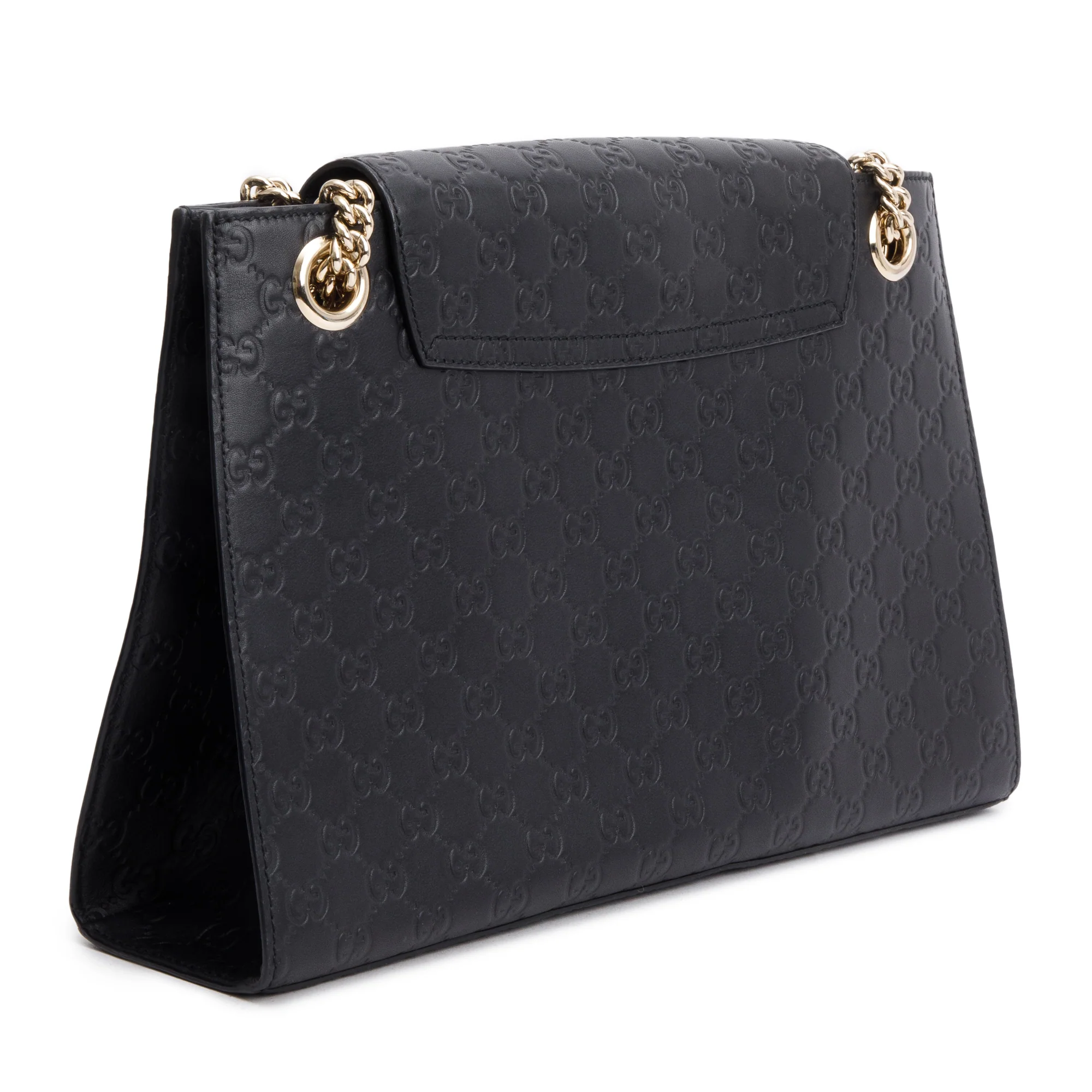 Gucci Black Signature Leather Large Emily Chain Shoulder Bag - Image 6