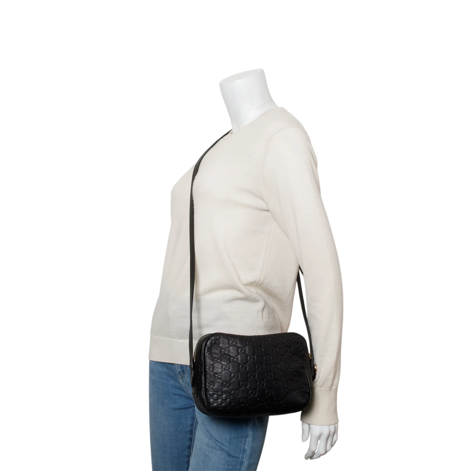 Gucci Black Soft Leather Signature Mini Bree Messenger Bag - Image 2