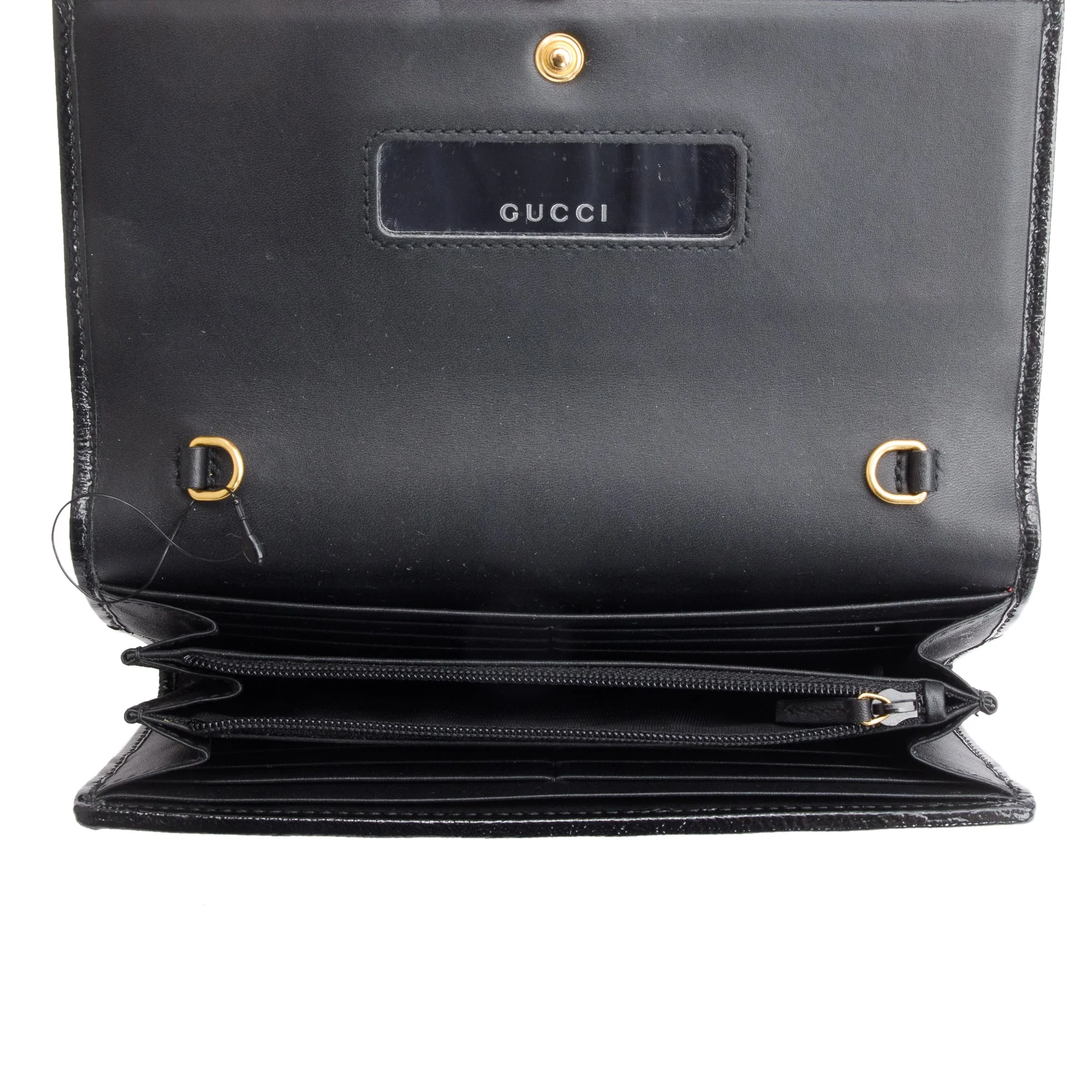 Gucci Black Suede Ophidia GG Web Wallet on Chain w/ Box - Image 4