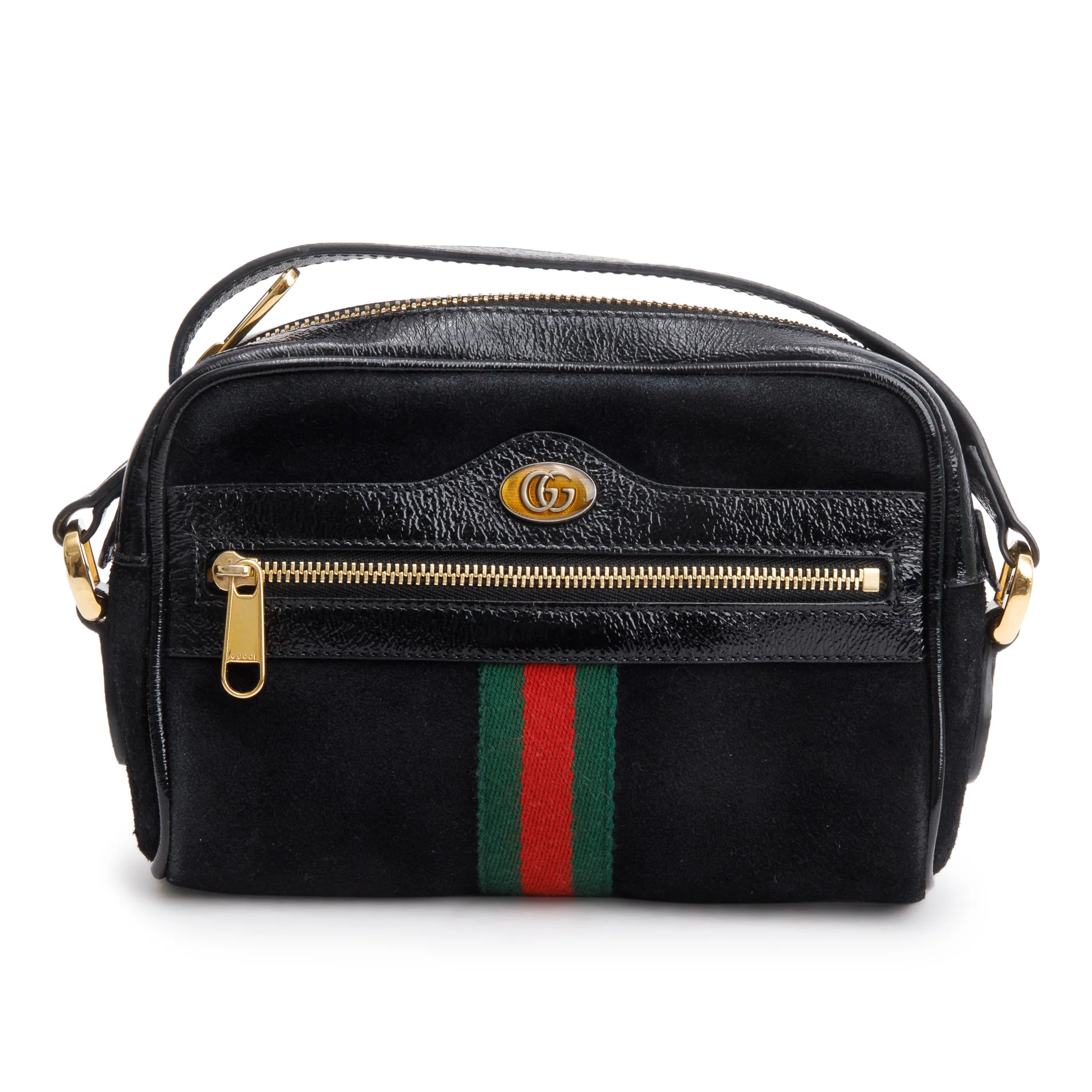 Gucci Black Suede Web Mini Ophidia Crossbody Bag - Image 3