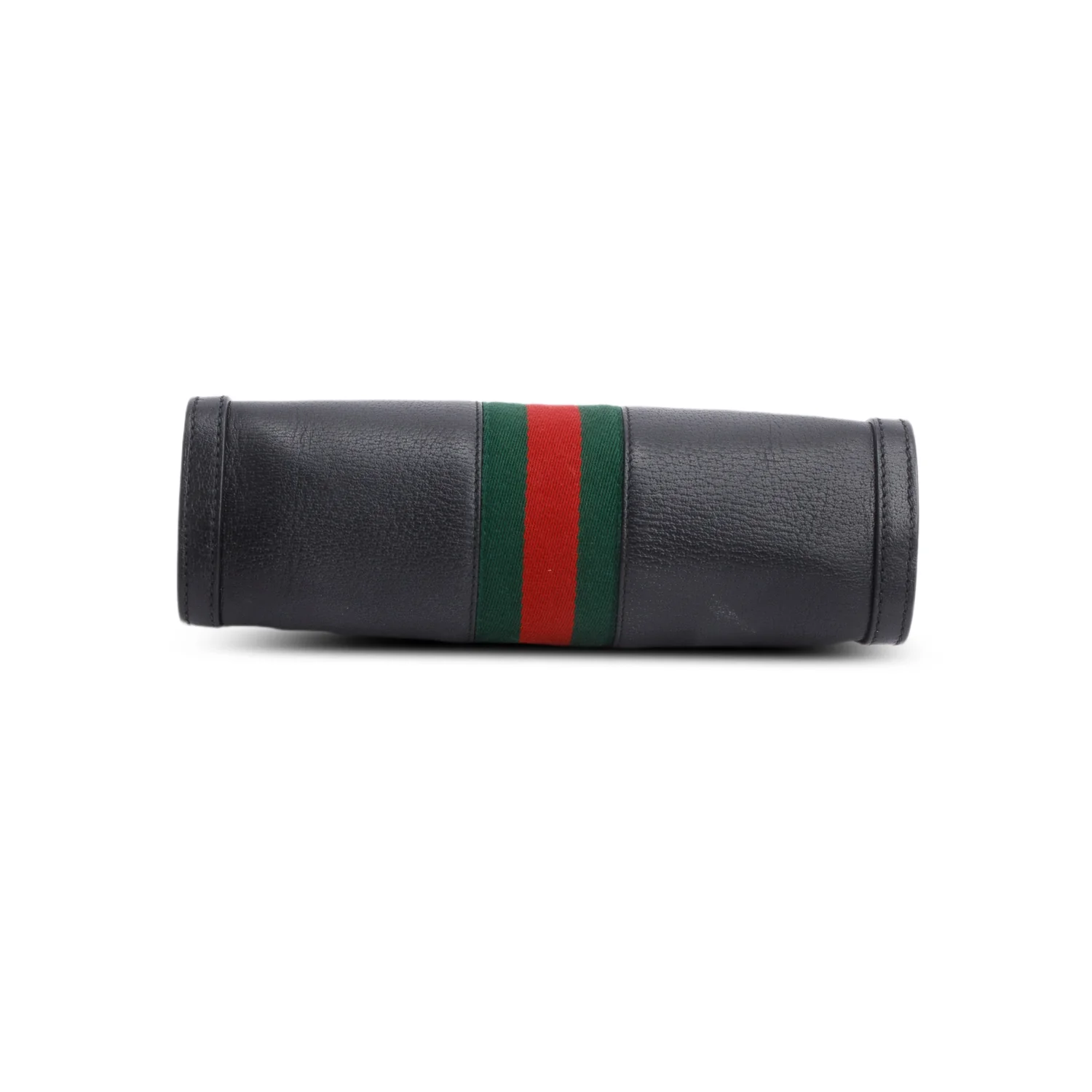 Gucci Black Textured Calfskin Web Medium Ophidia Chain Shoulder Bag - Image 7