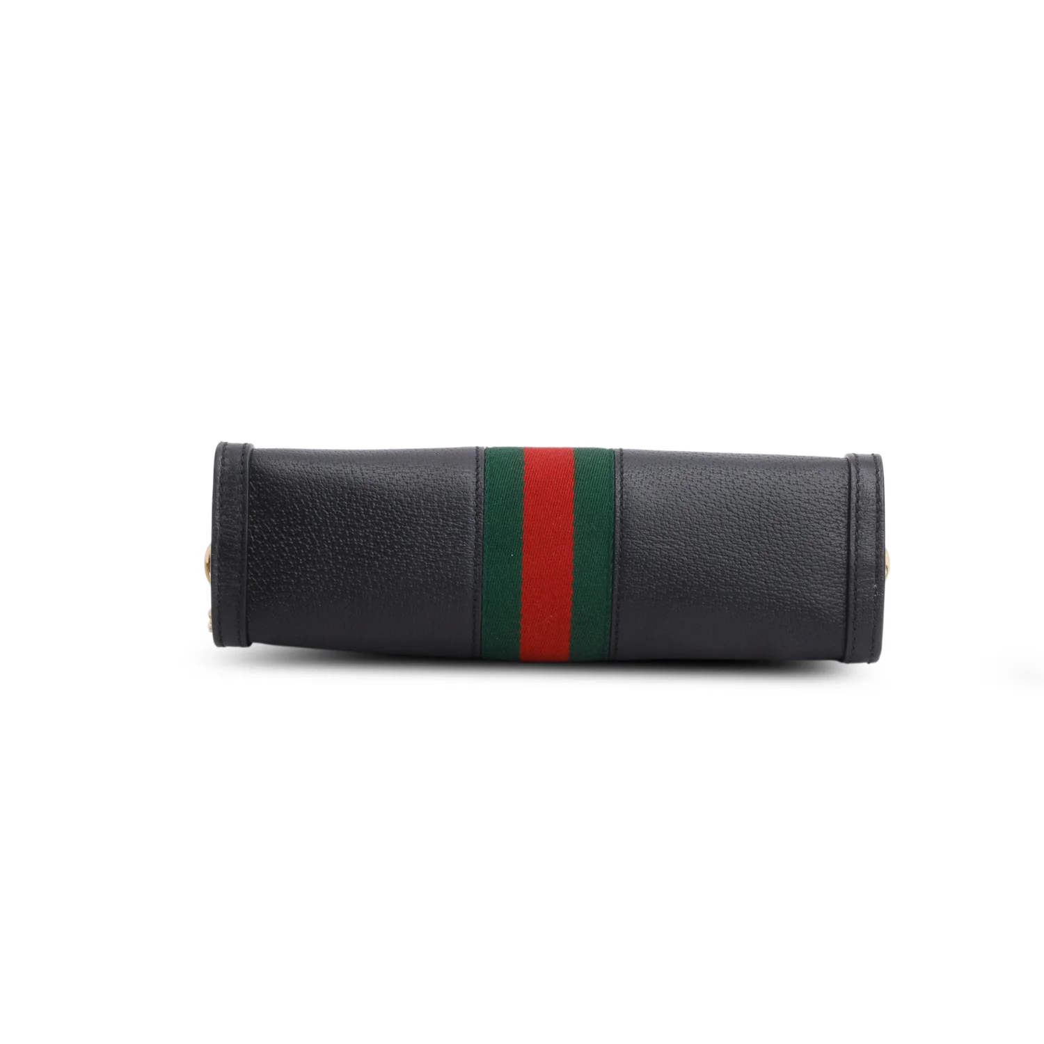 Gucci Black Textured Calfskin Web Small Ophidia Chain Shoulder Bag - Image 7