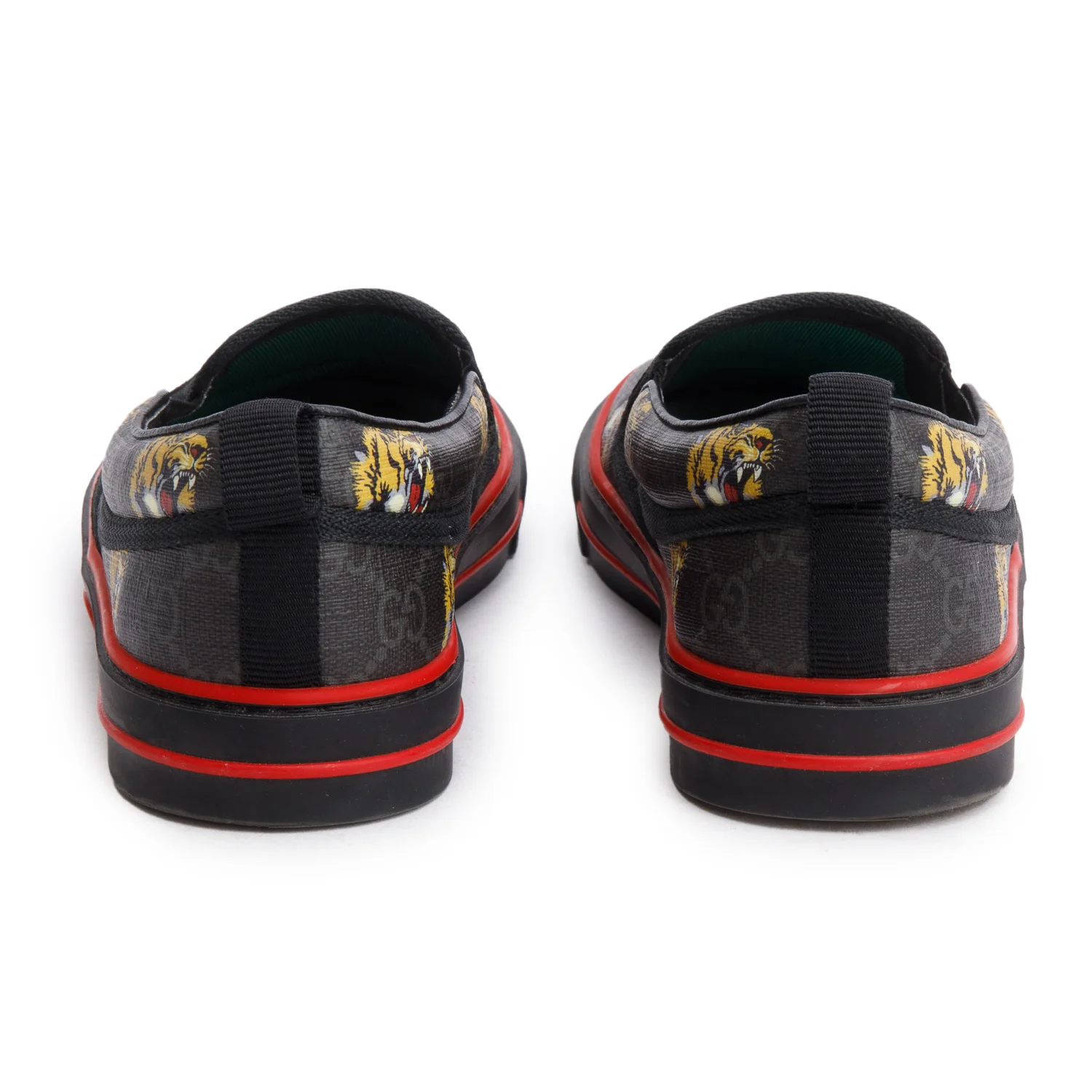 Gucci Black Tigers GG Supreme Canvas Tennis 1977 Slip On Sneakers, Men's Size 7 - Image 4