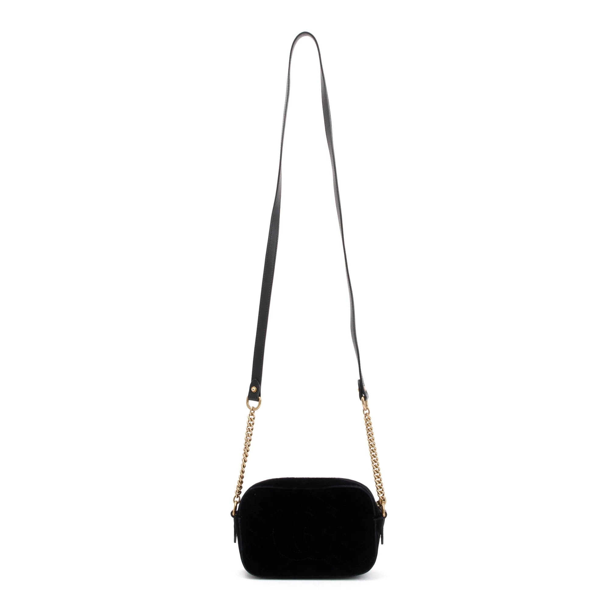 Gucci Black Velvet GG Marmont Matelasse Crystal Mini Shoulder Bag w/ Box & Receipt - Image 6