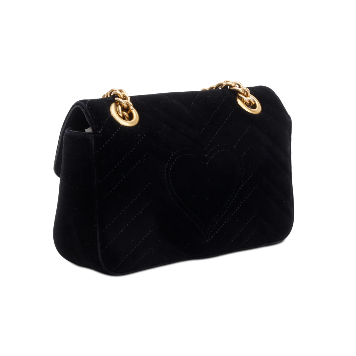 Gucci Black Velvet Matelasse GG Marmont Mini Shoulder Bag - Image 6