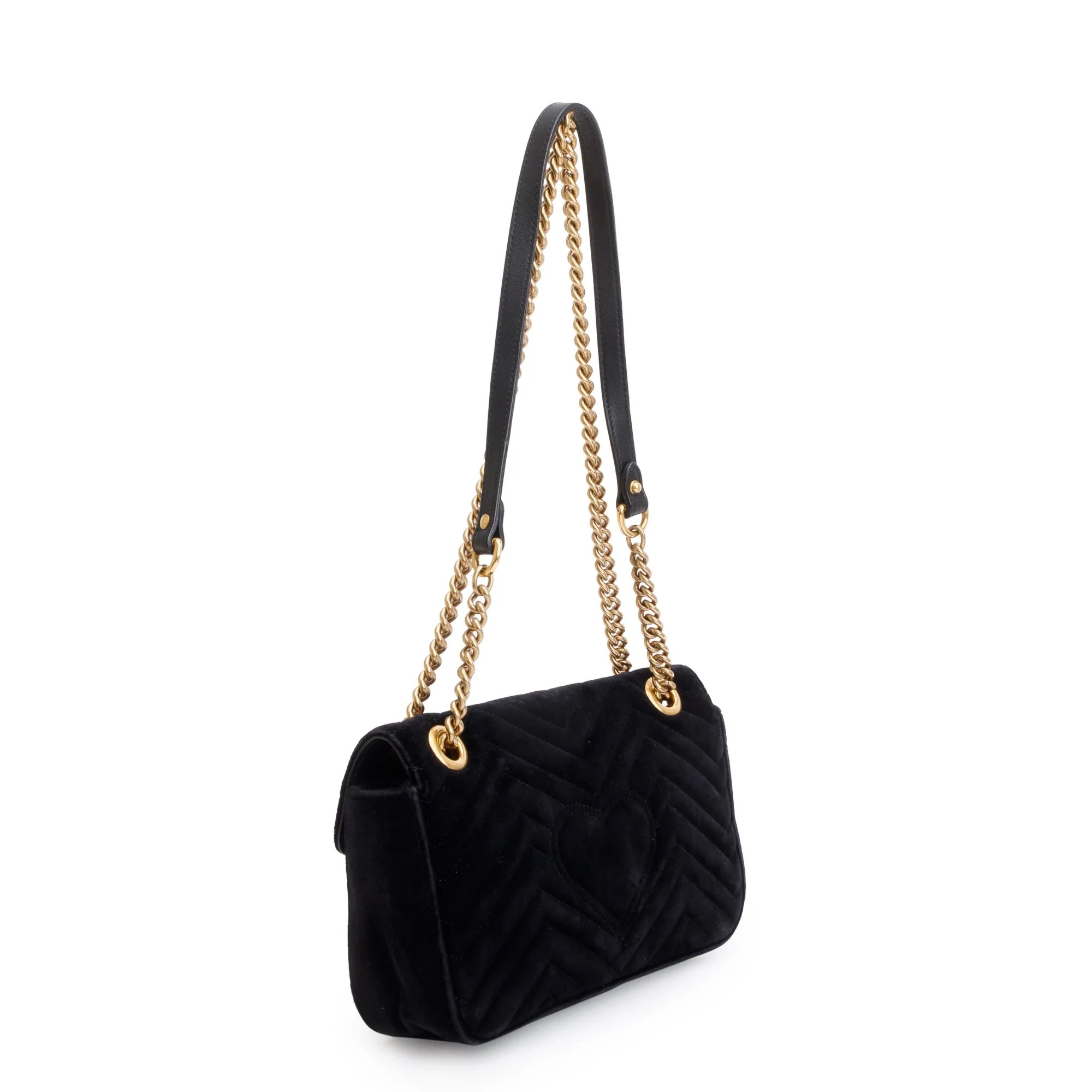 Gucci Black Velvet Matelasse GG Marmont Small Shoulder Bag - Image 6