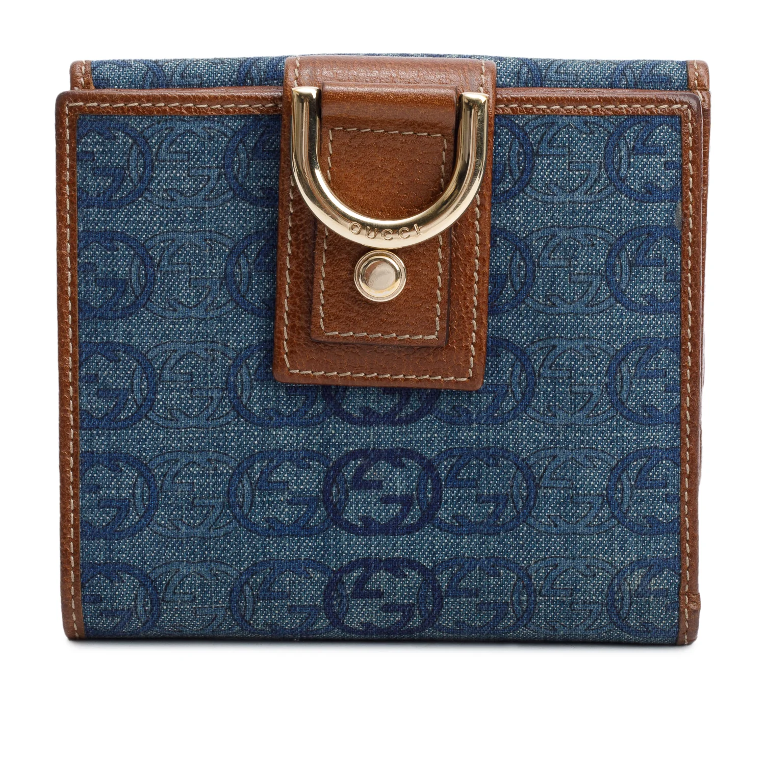 Gucci Blue Denim Abbey Printed Compact Wallet