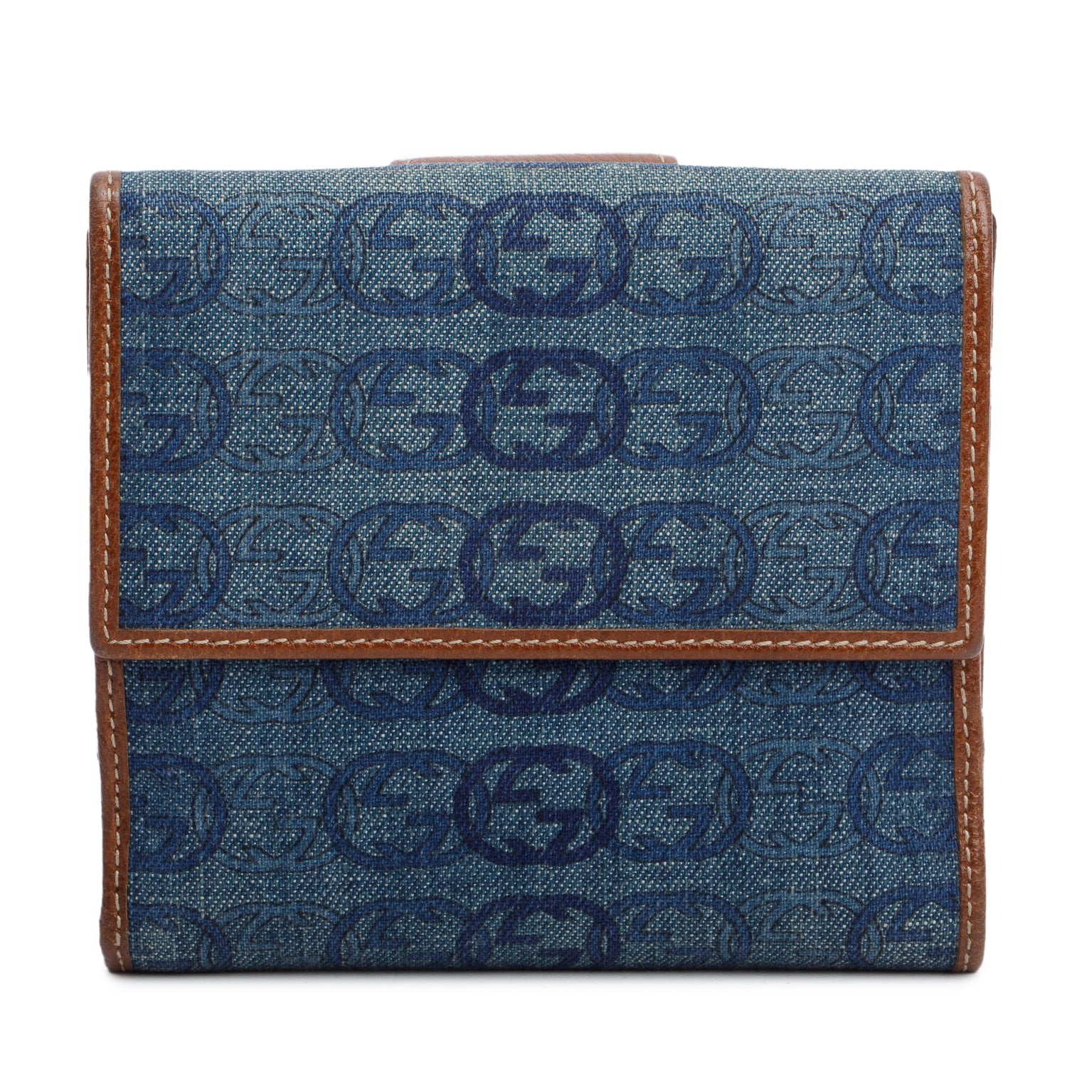Gucci Blue Denim Abbey Printed Compact Wallet - Image 3