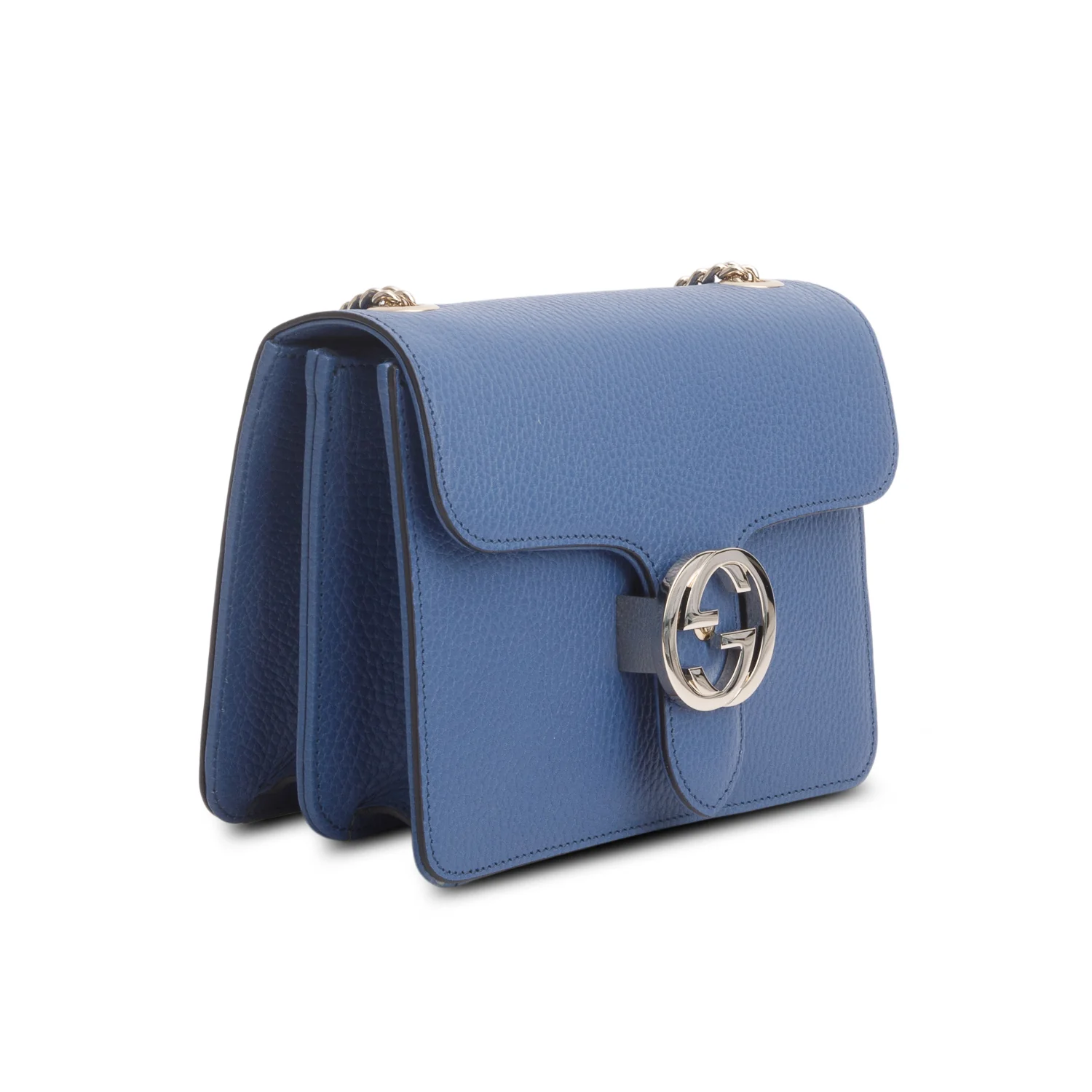 Gucci Blue Dollar Calfskin Small Interlocking G Shoulder Bag - Image 4
