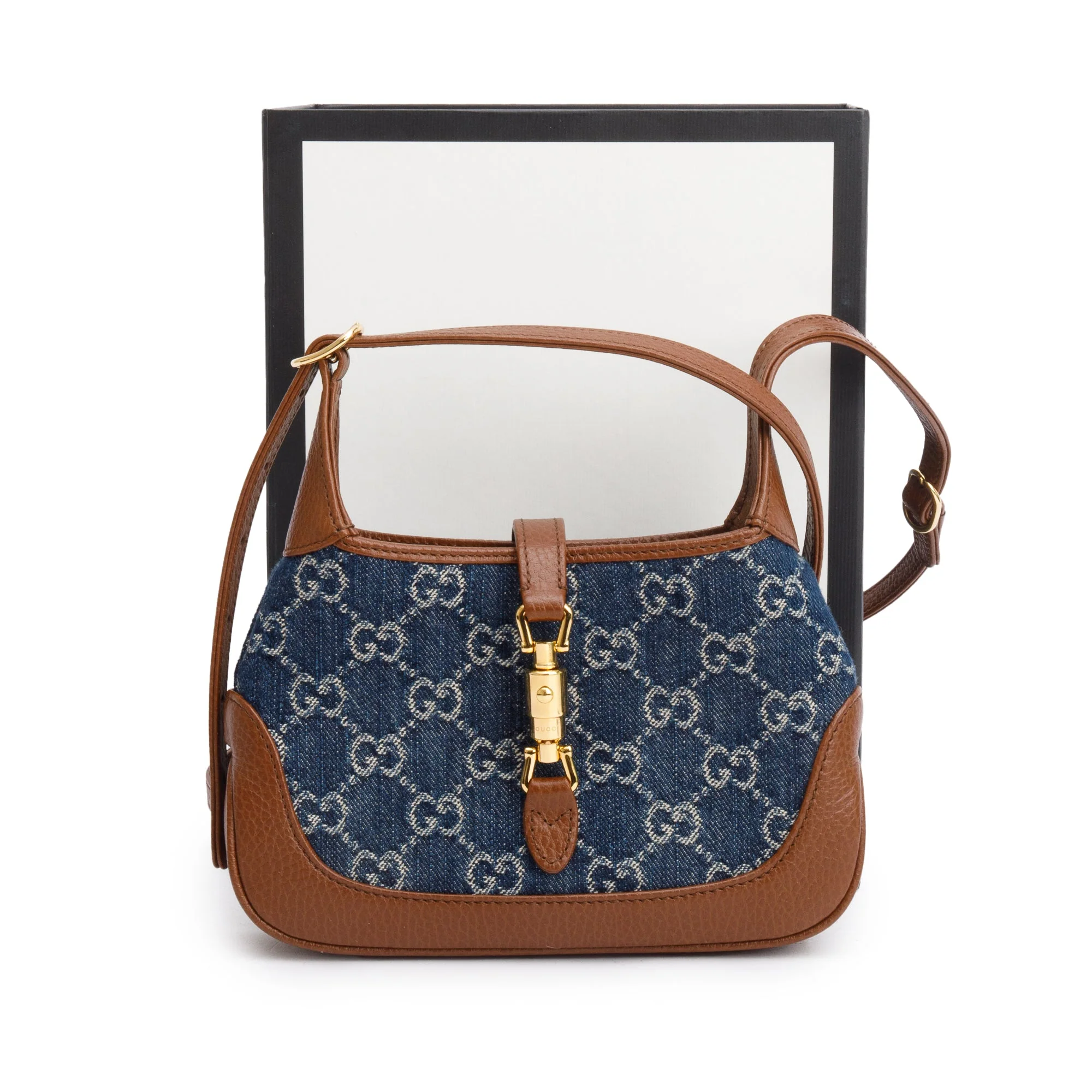 Gucci Blue GG Denim Jackie 1961 Mini Shoulder Bag w/ Box - Image 3