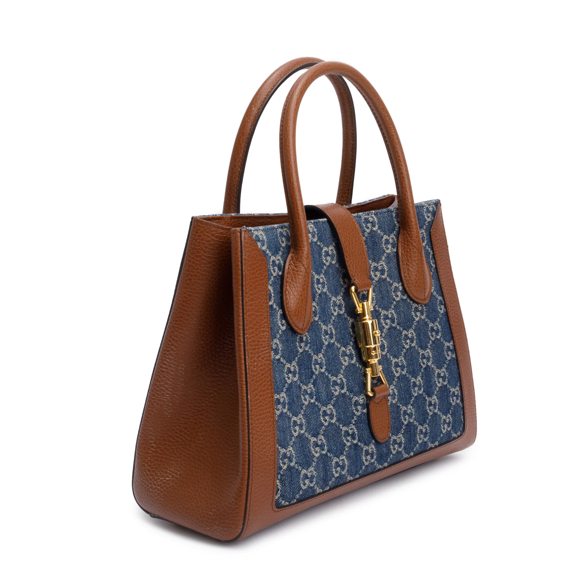 Gucci Blue GG Denim Medium Jackie 1961 Top Handle Tote Bag w/ Strap - Image 4