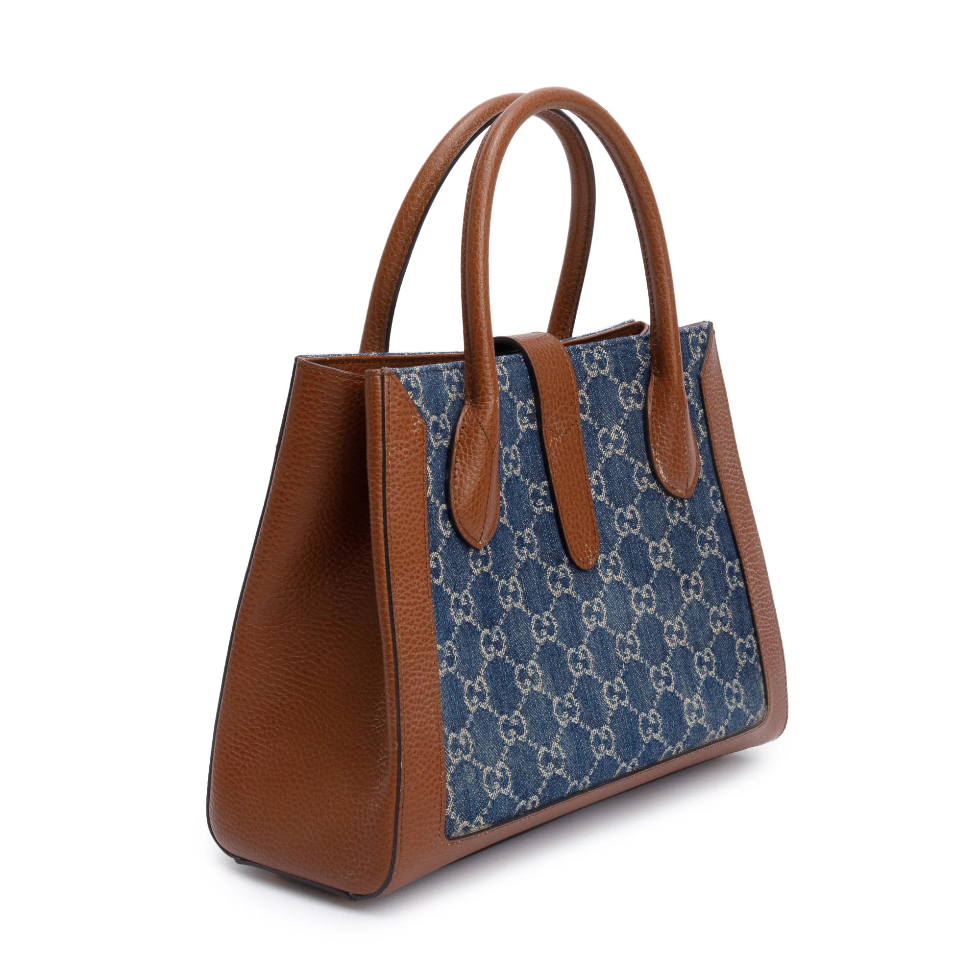 Gucci Blue GG Denim Medium Jackie 1961 Top Handle Tote Bag w/ Strap - Image 6