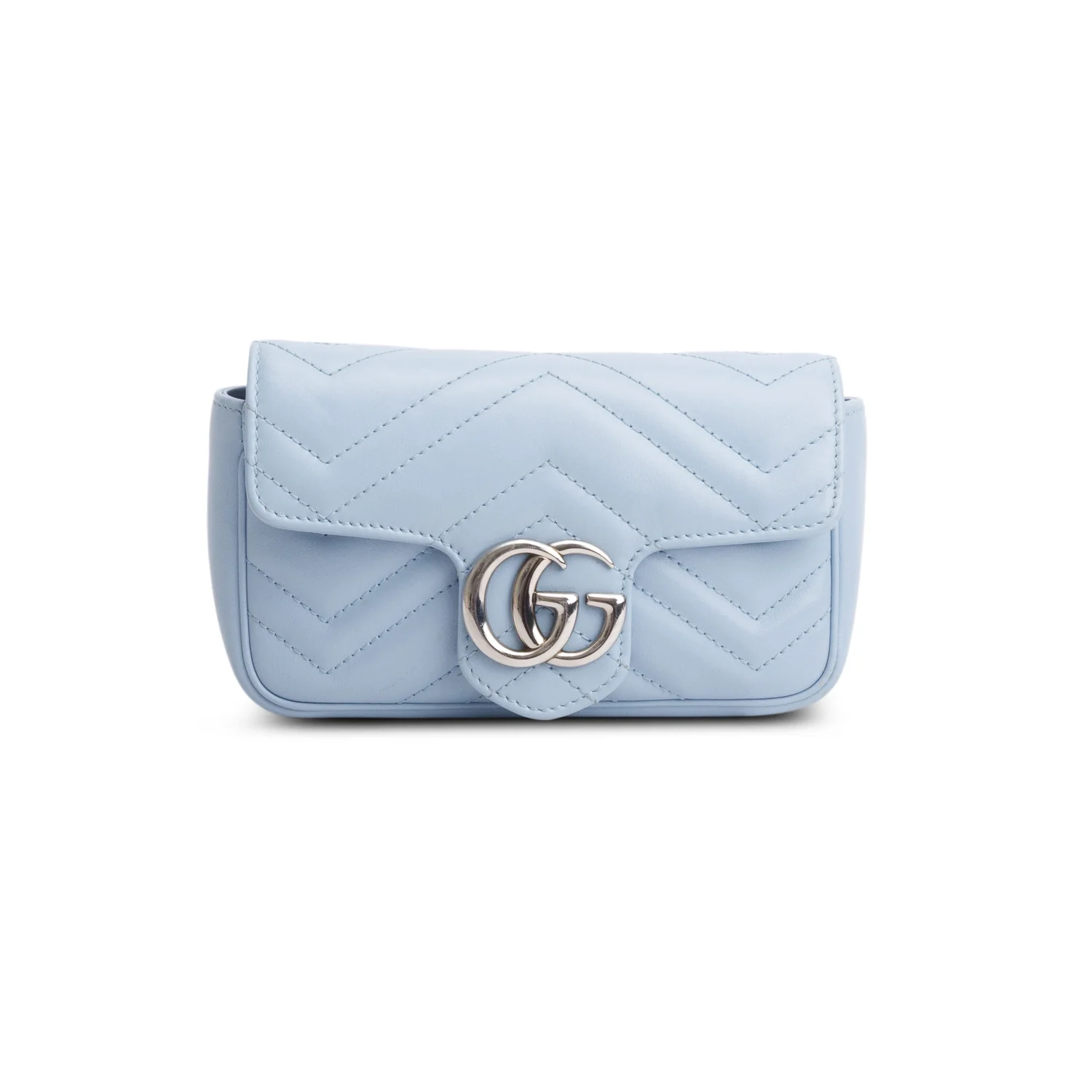 Gucci Blue GG Marmont Matelasse Leather Super Mini Bag - Image 3