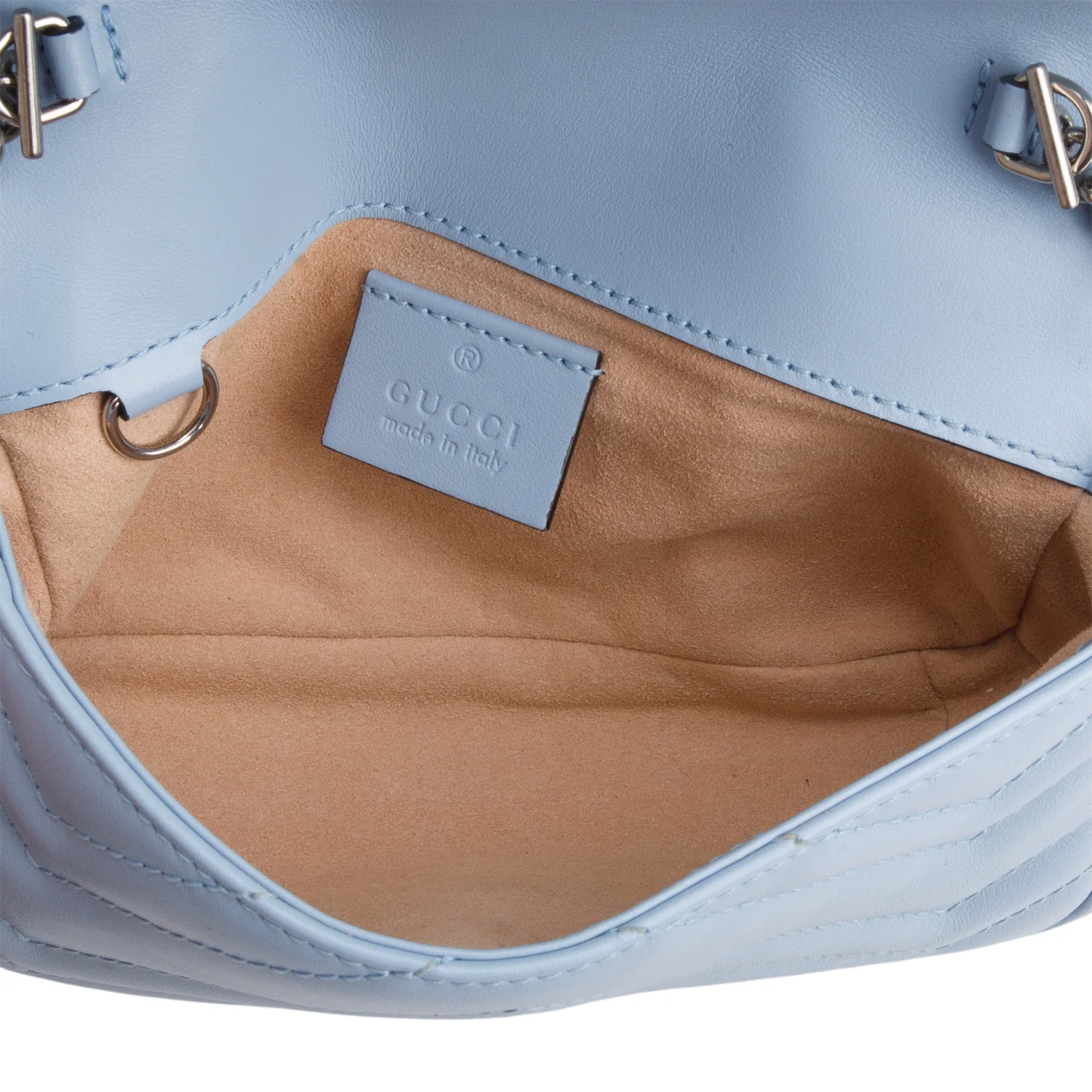 Gucci Blue GG Marmont Matelasse Leather Super Mini Bag - Image 8