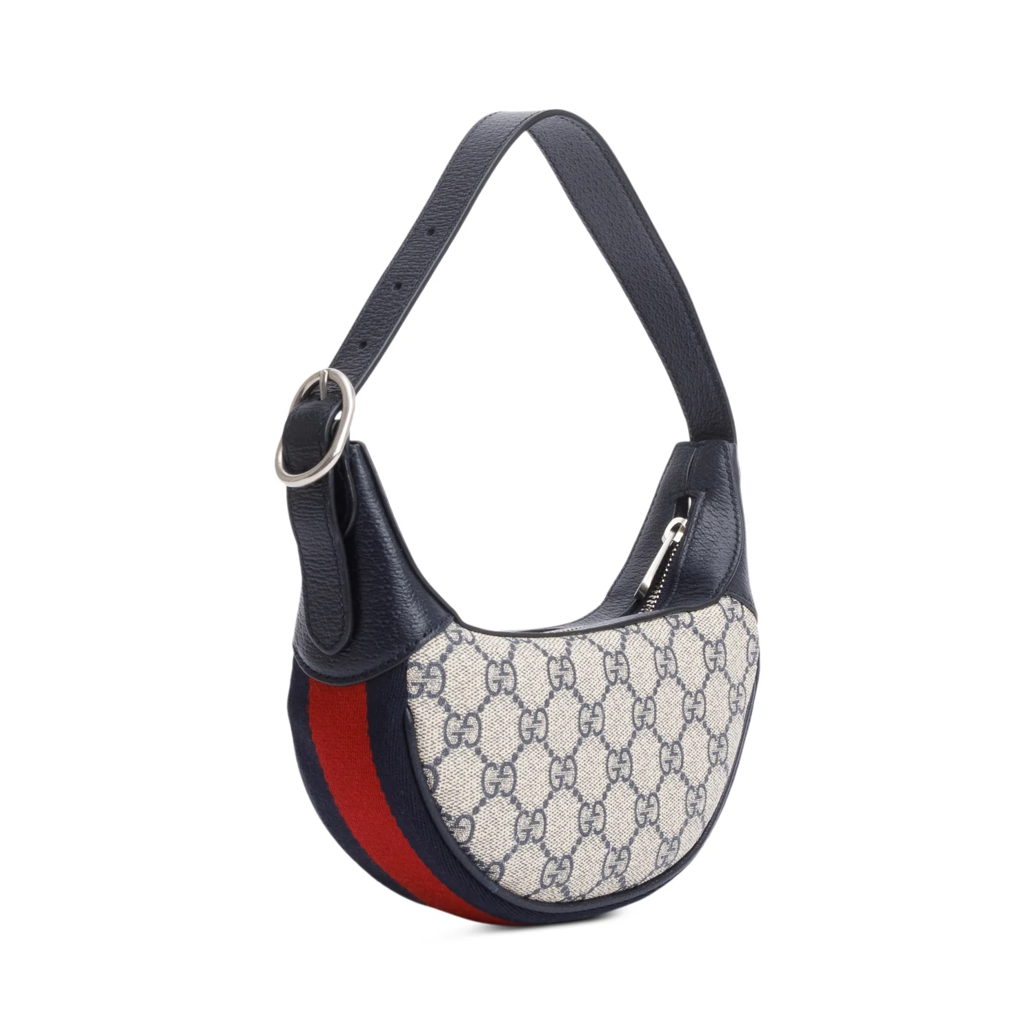 Gucci Blue GG Supreme Ophidia Half-Moon Mini Bag - Image 4
