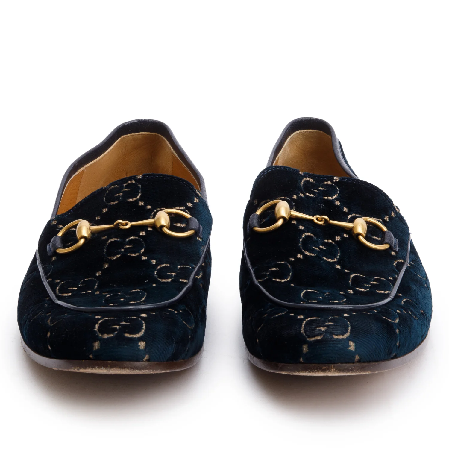Gucci Blue GG Velvet Horsebit Accent Men's Jordaan Loafers, Size 10
