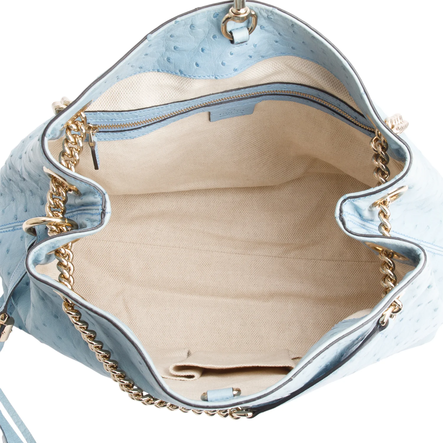 Gucci Blue Ostrich Medium Soho Chain Shoulder Bag - Image 8