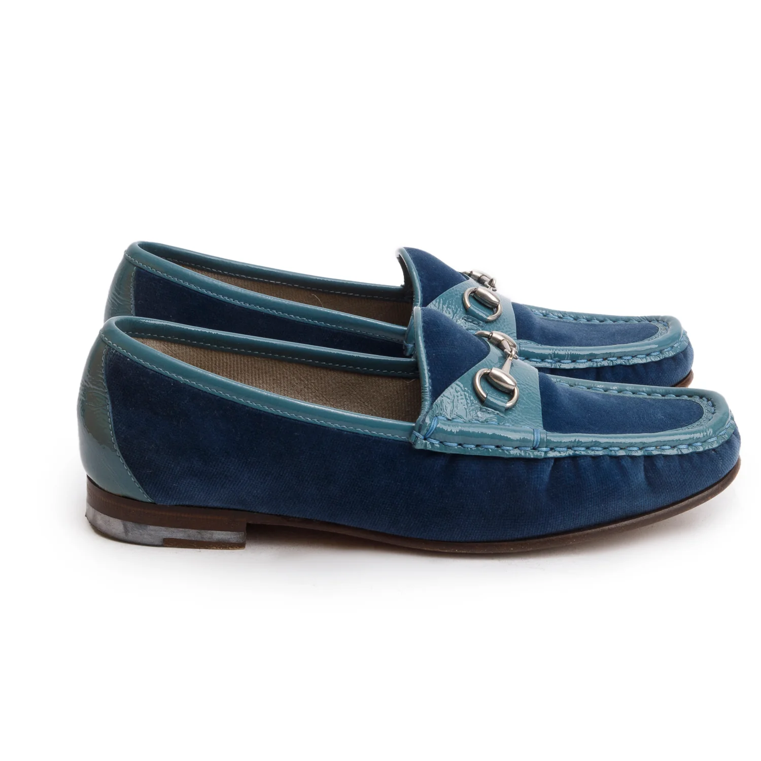 Gucci Blue Patent Leather Denim Horsebit Loafers, Size 36 w/ Box - Image 3