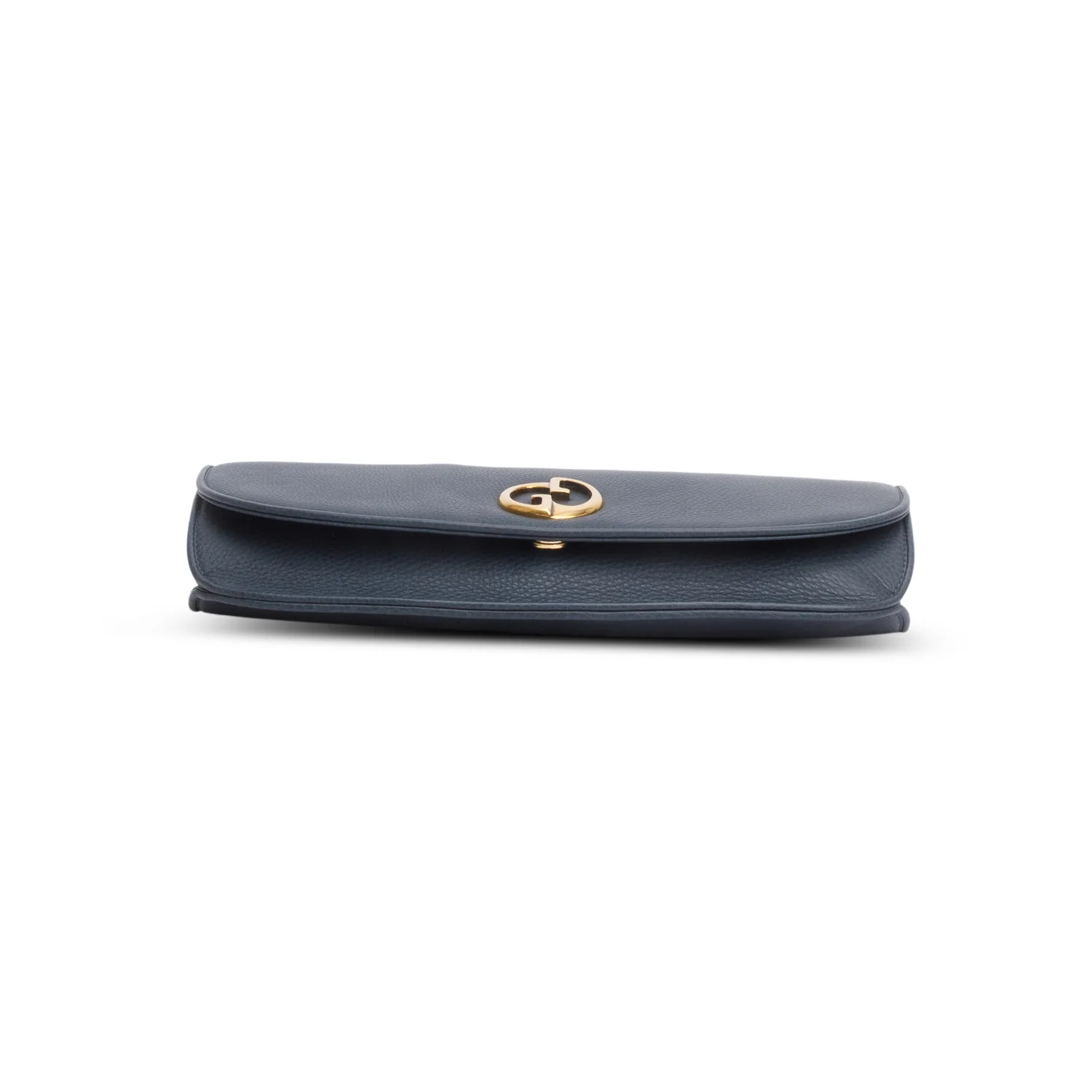 Gucci Blue Pebbled Calfskin 1973 Flap Clutch - Image 5