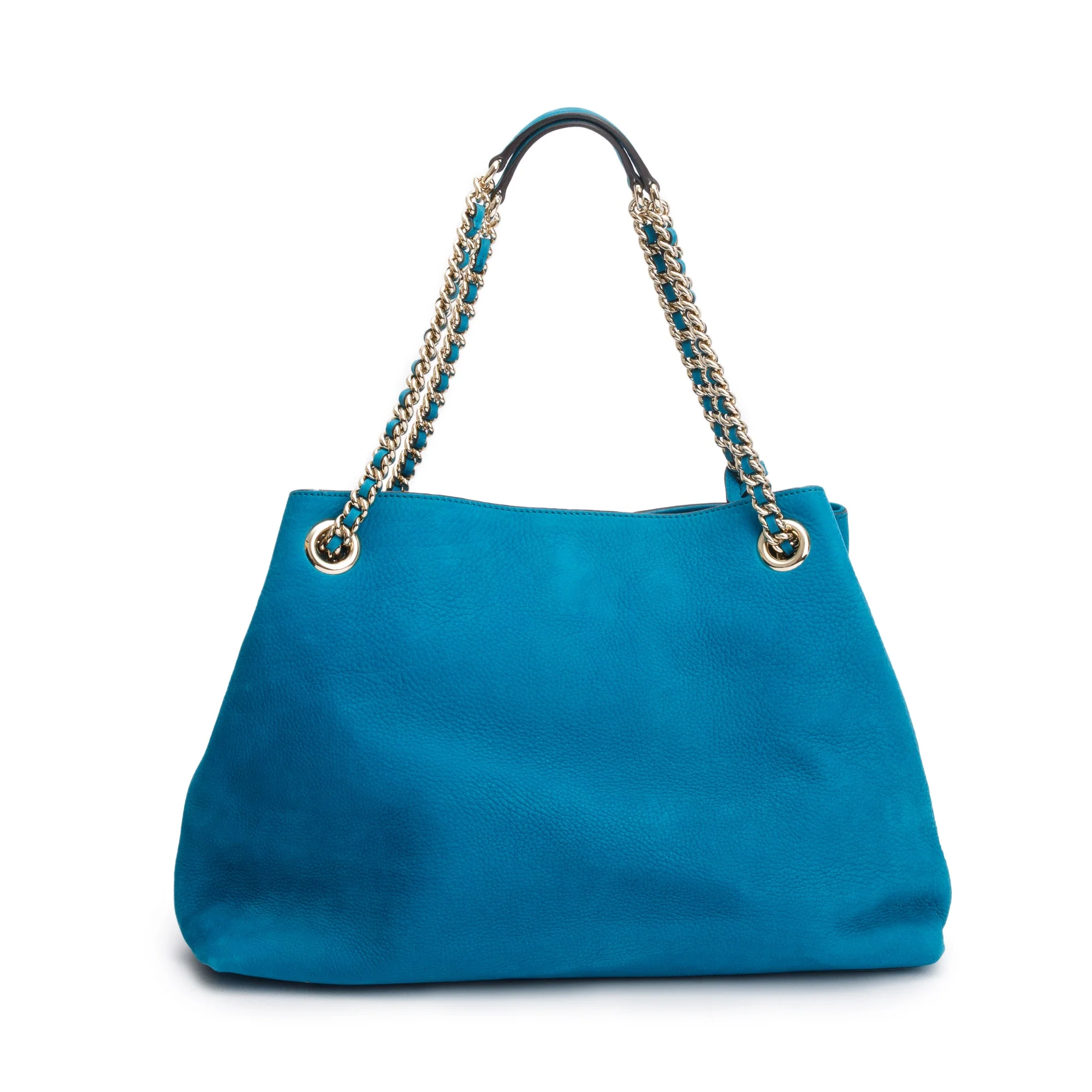 Gucci Blue Suede Medium Soho Chain Tote - Image 4