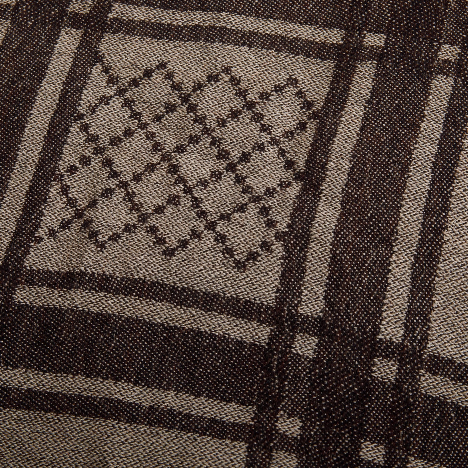 Gucci Brown GG Jacquard Wool Silk Shawl Scarf - Image 3