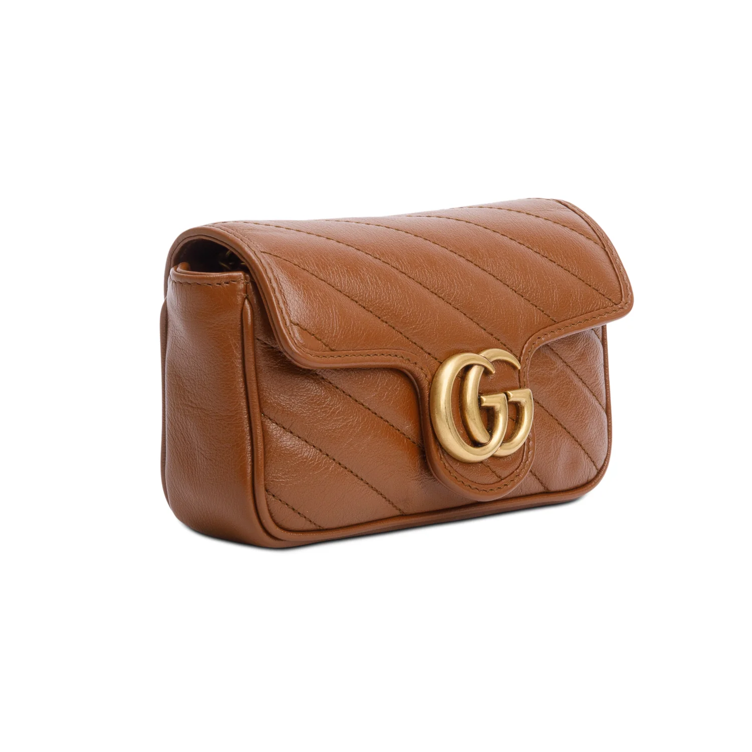 Gucci Brown GG Marmont Matelasse Leather Super Mini Bag w/ Box - Image 5
