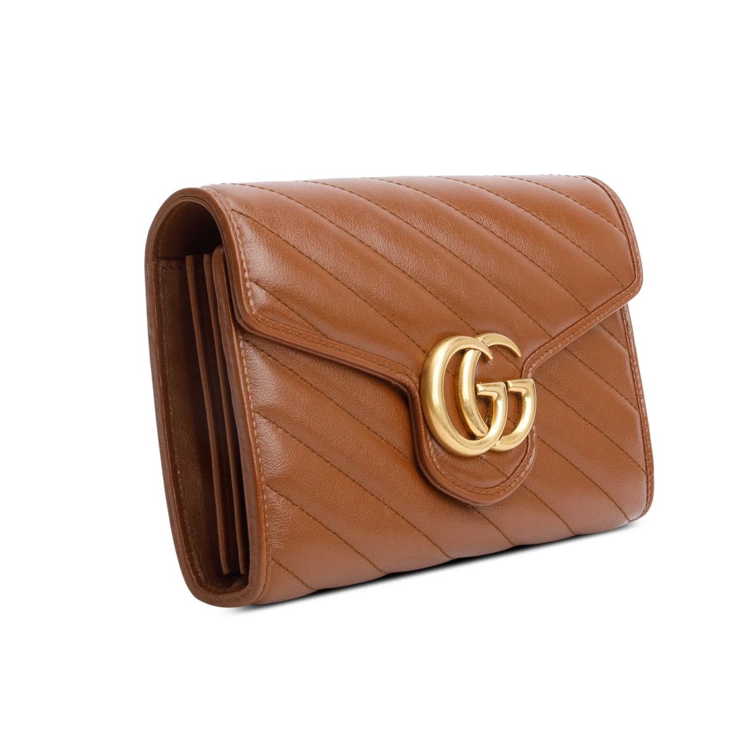 Gucci Brown GG Marmont Mini Wallet on Chain w/ Box - Image 5