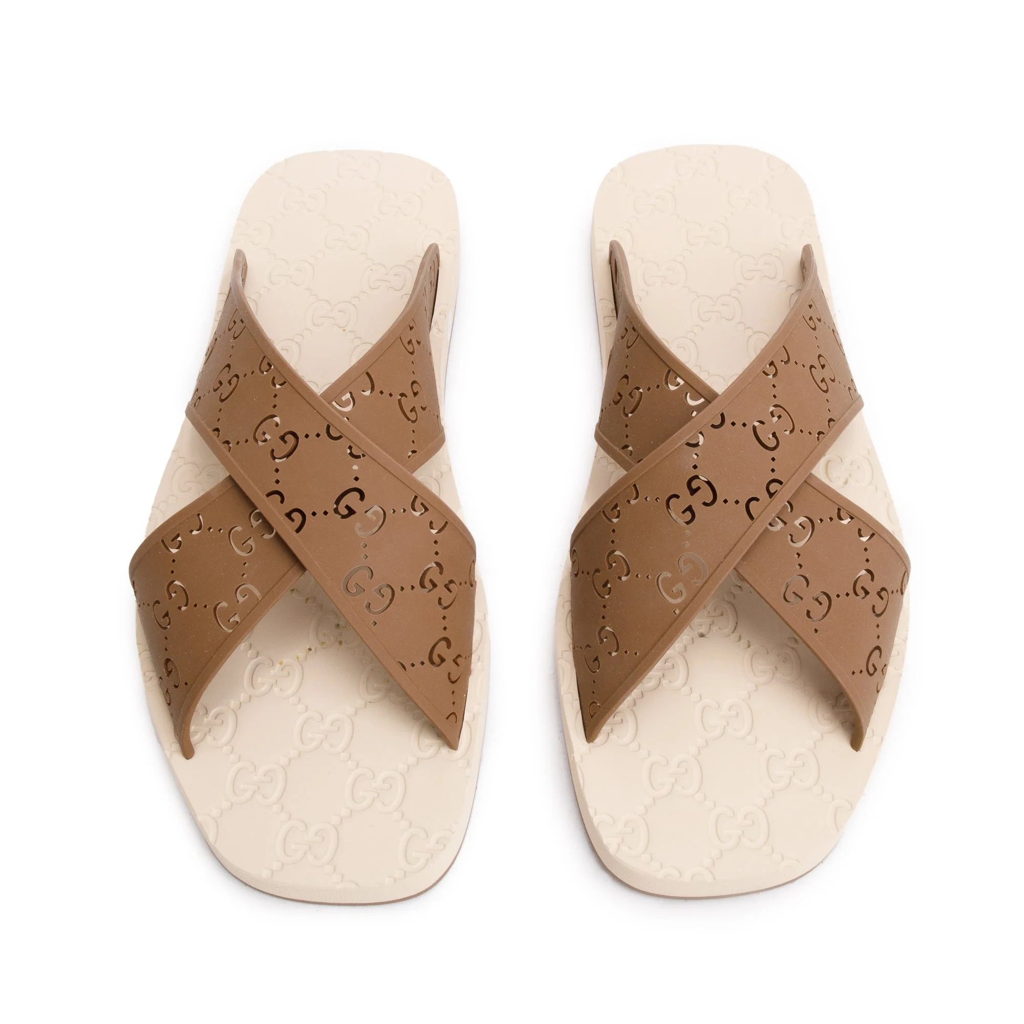 Gucci Brown GG Rubber Slide Sandals, Size 11 w/ Box - Image 3