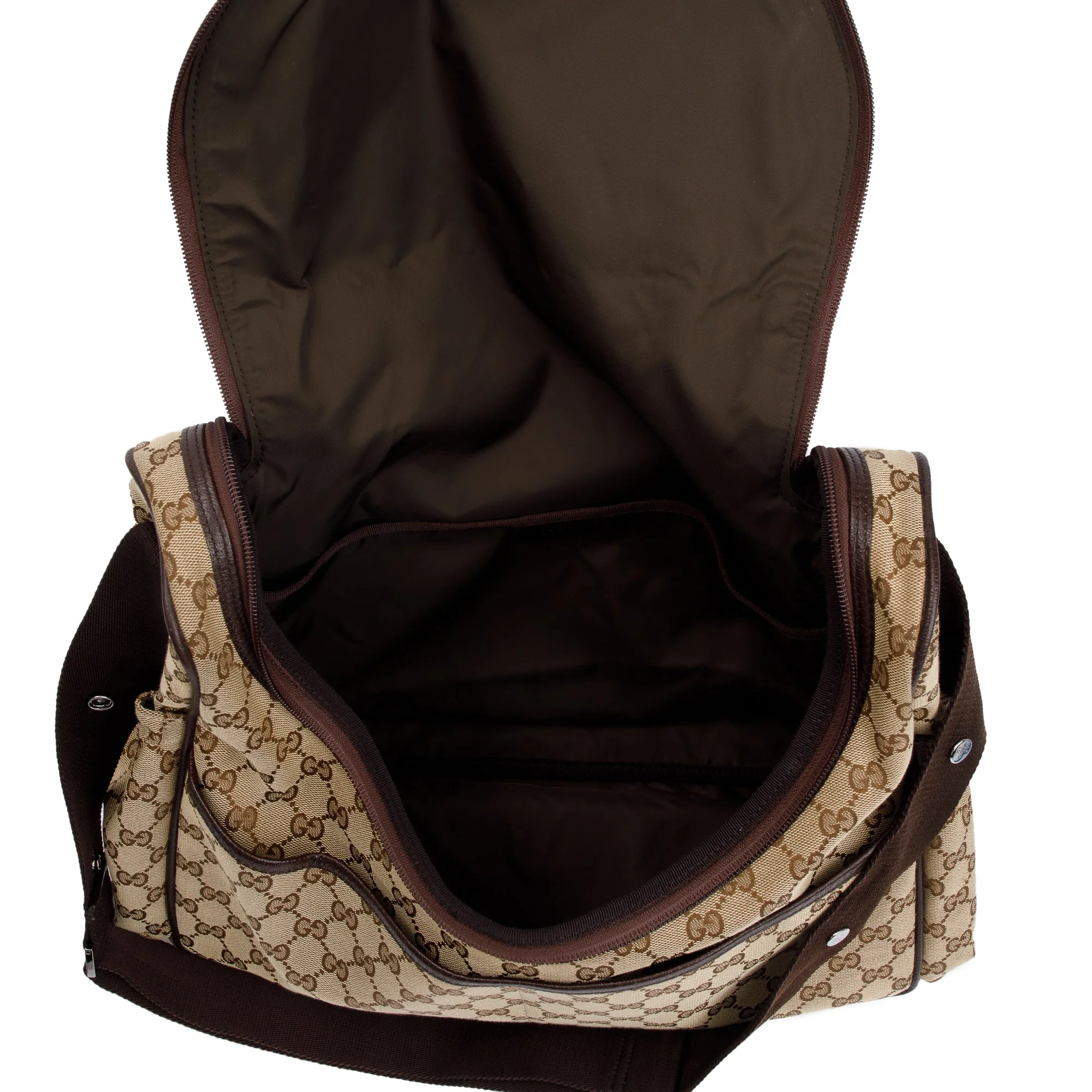 Gucci Brown Leather Trim GG Canvas Diaper Bag - Image 9