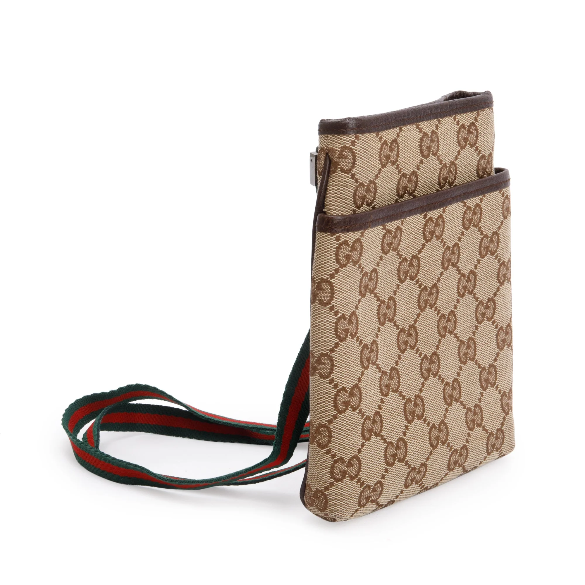Gucci Brown Leather Trim GG Canvas Web Sherry Line Mini Shoulder Bag - Image 4