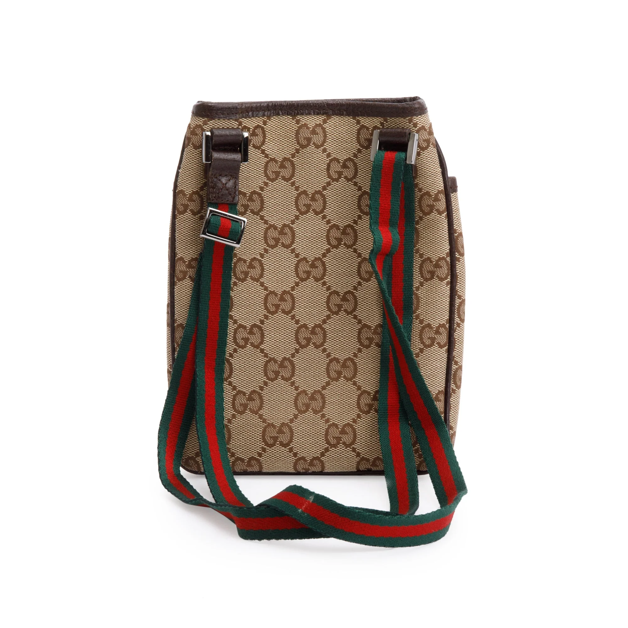 Gucci Brown Leather Trim GG Canvas Web Sherry Line Mini Shoulder Bag - Image 5